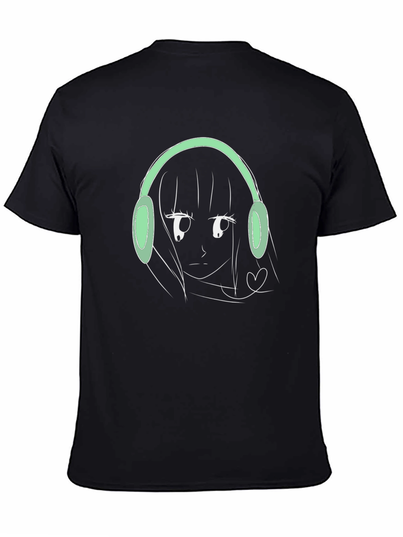 Anime Girl Headphones Graphic T-Shirt - Trendy Streetwear