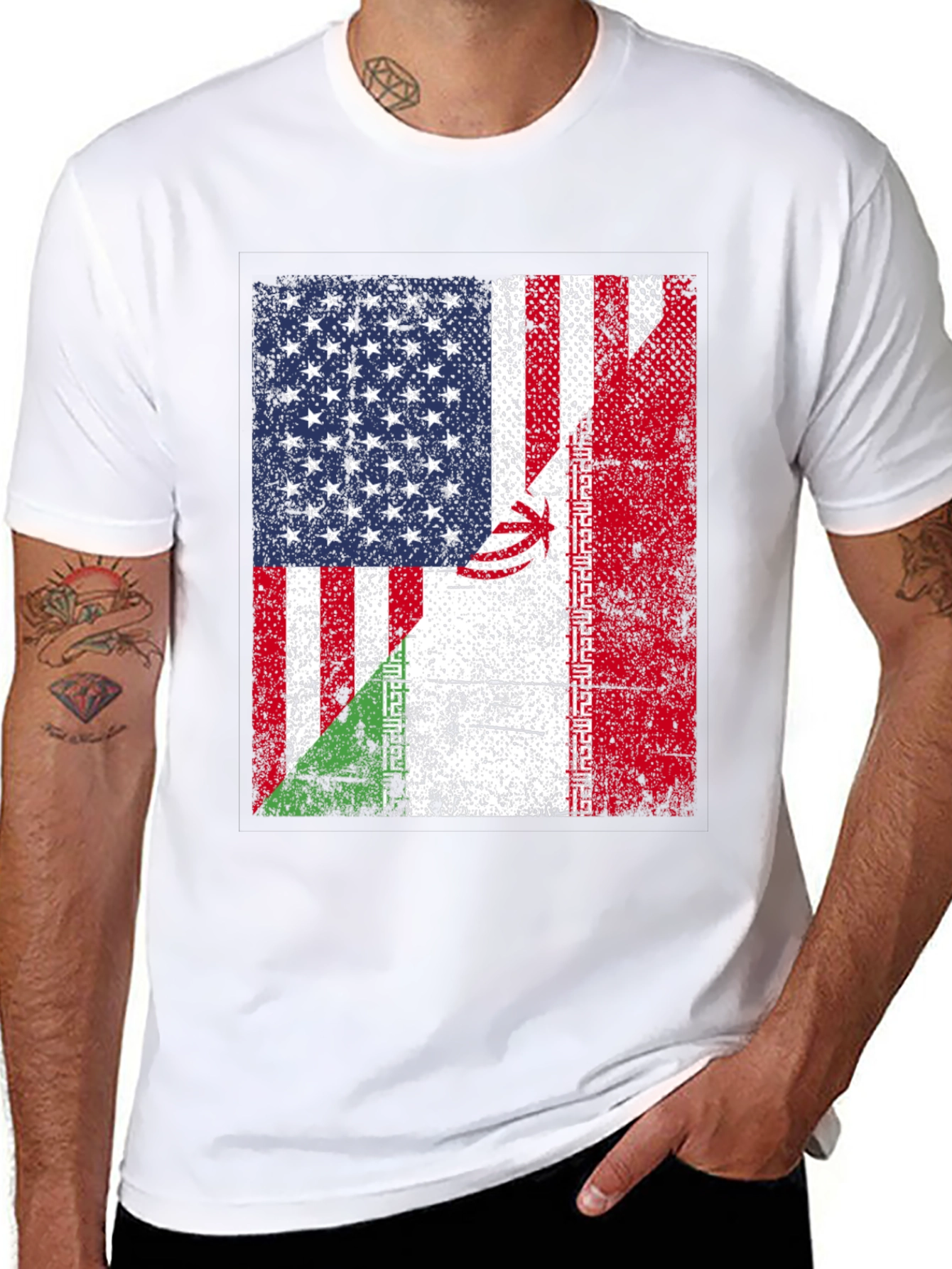 USA and Iran Flag T-Shirt