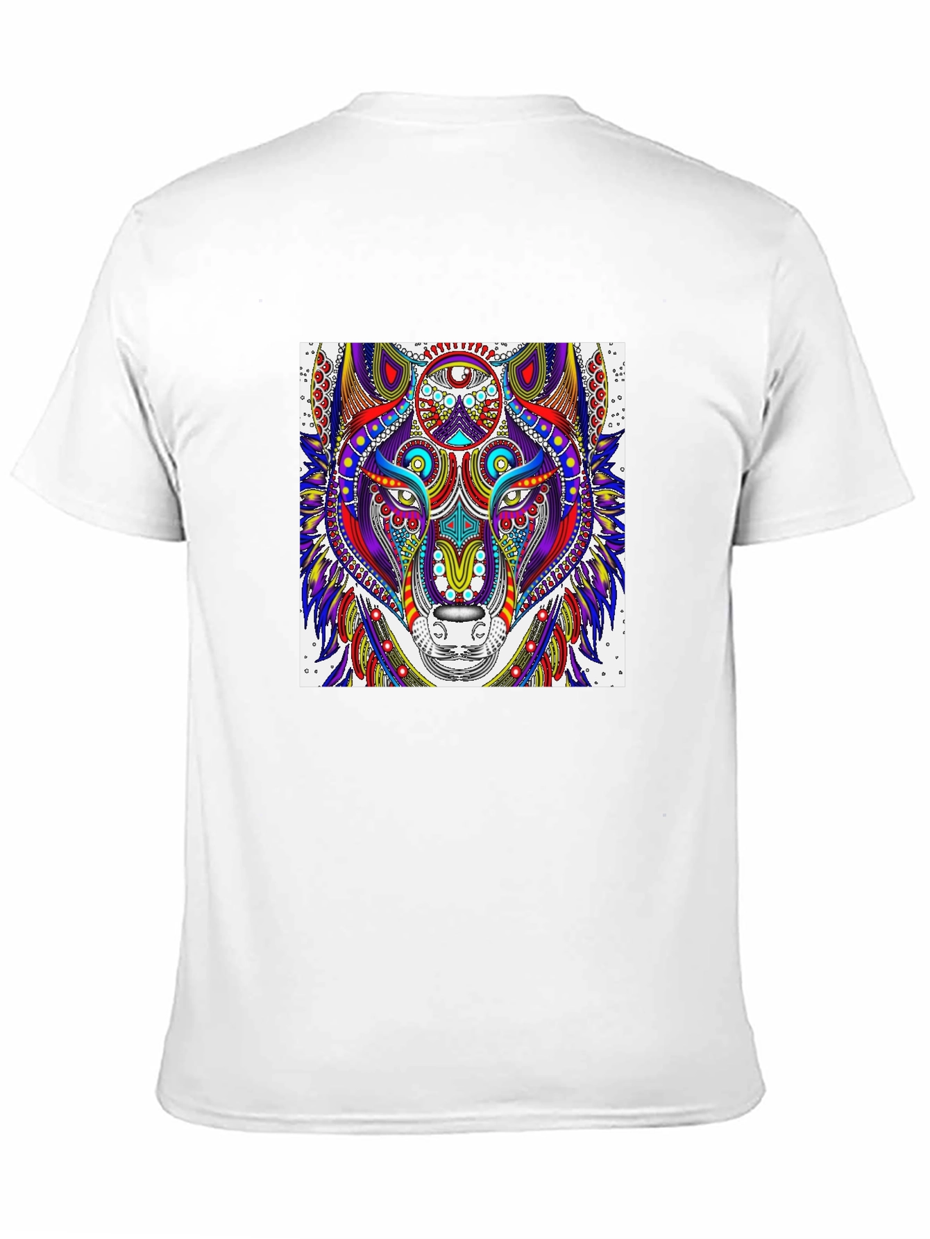 Wolf Art Black T-Shirt - Psychedelic Animal Design