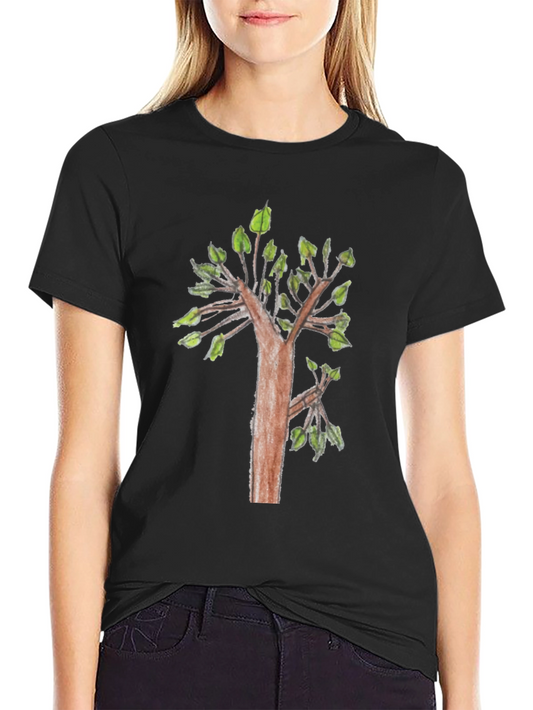 Unique Tree Graphic Black T-Shirt