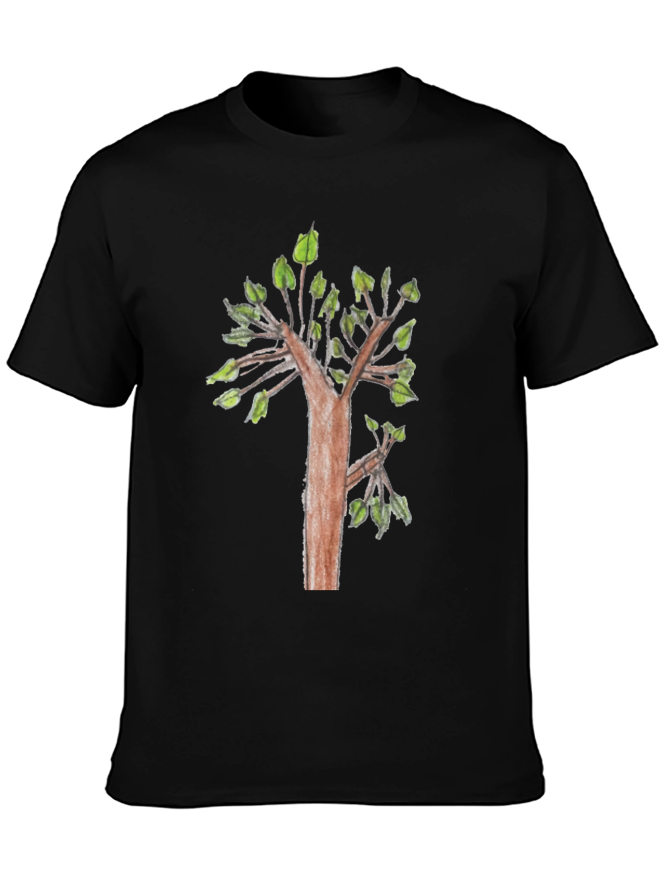 Unique Tree Graphic Black T-Shirt