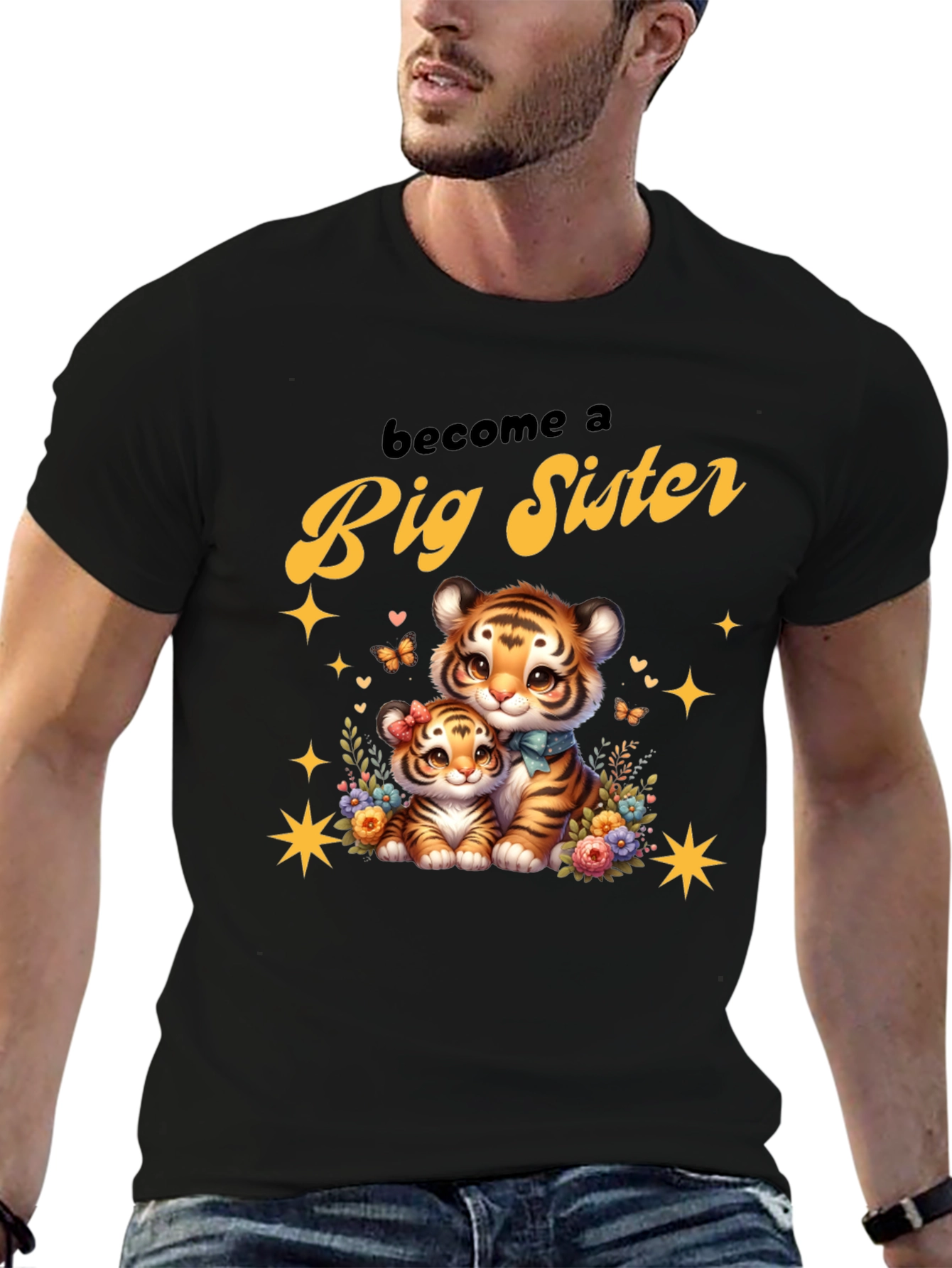 Become a Big Sister Cute Tiger Graphic Tee