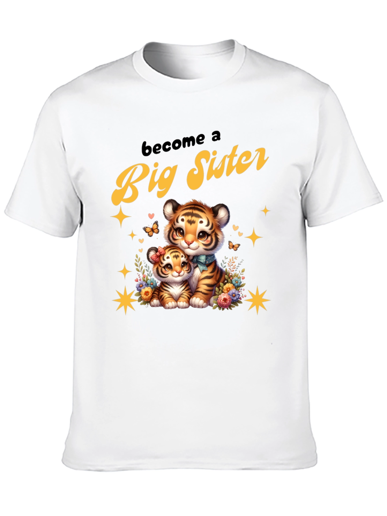 Become a Big Sister Cute Tiger Graphic Tee