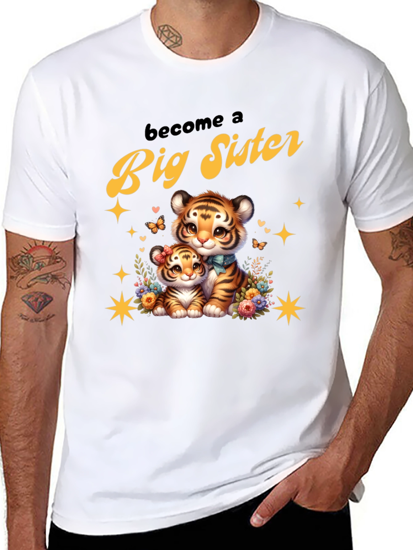 Become a Big Sister Cute Tiger Graphic Tee