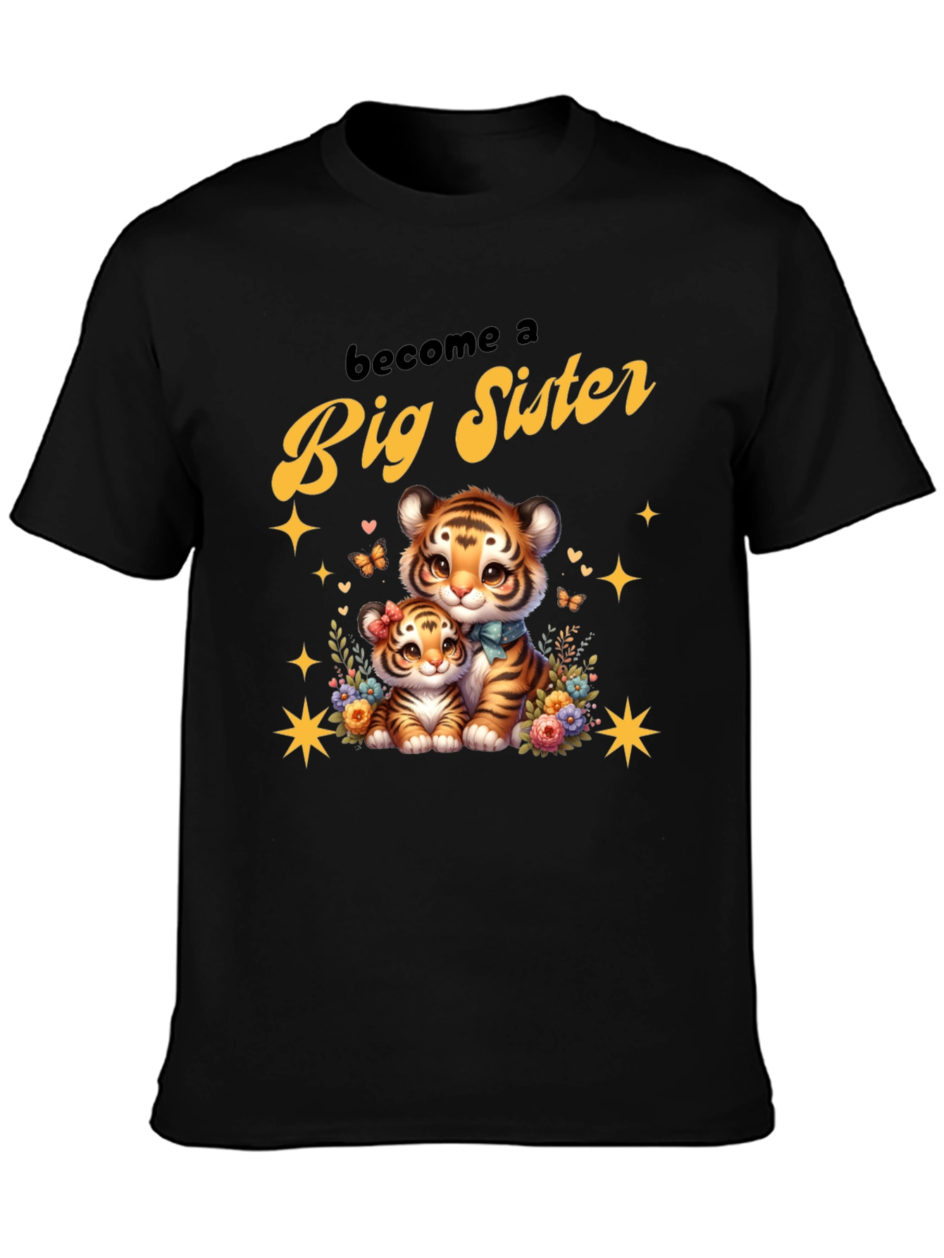 Become a Big Sister Cute Tiger Graphic Tee