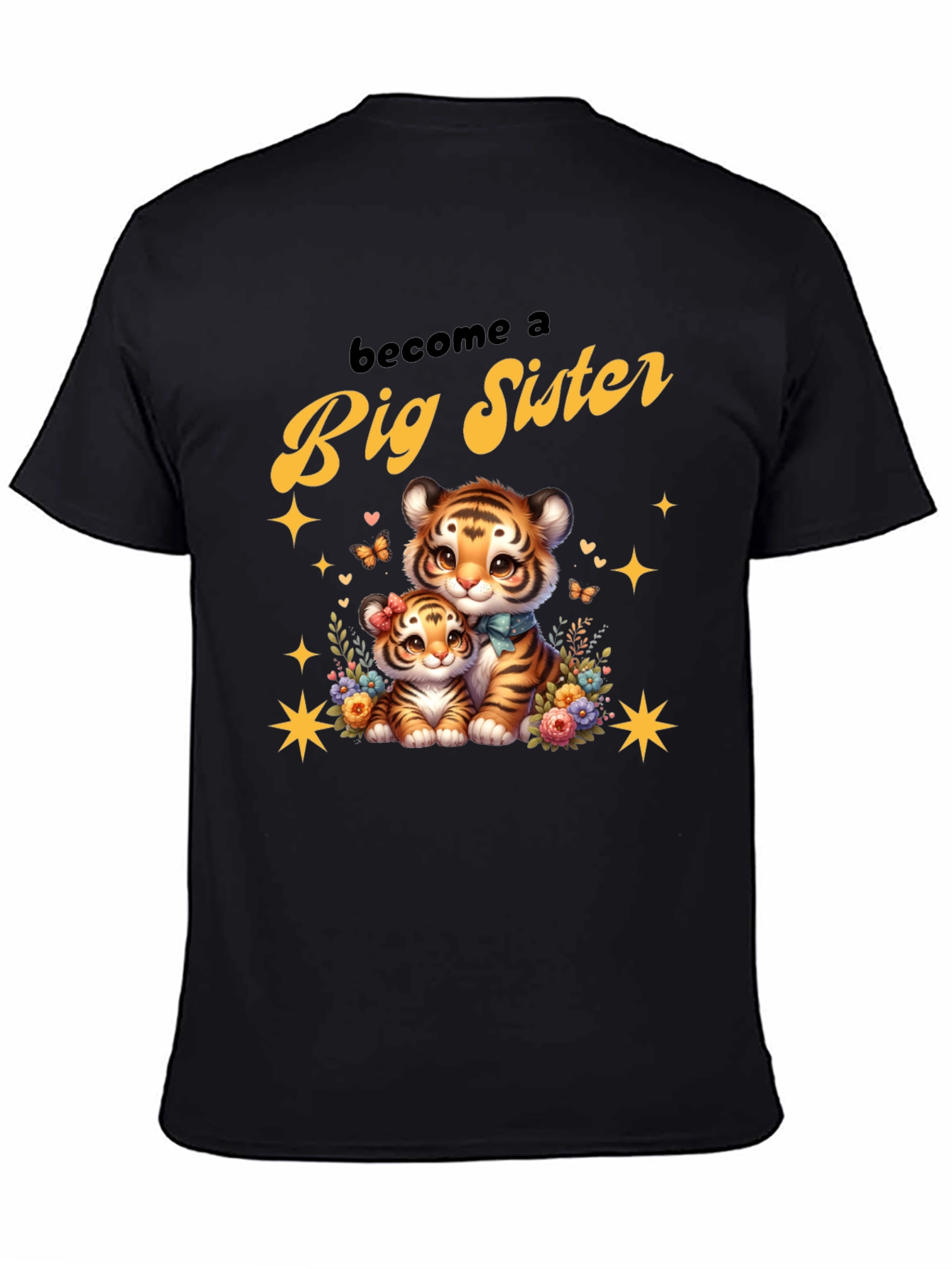 Become a Big Sister Cute Tiger Graphic Tee