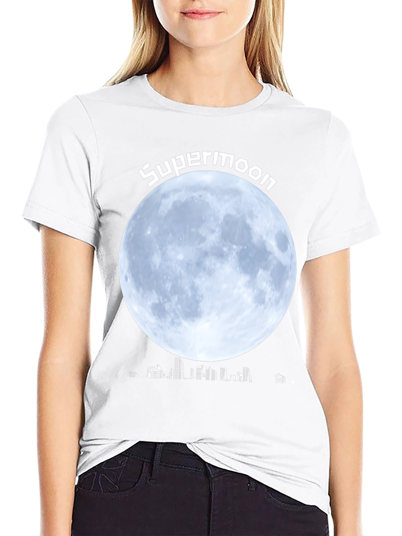 Supermoon Cityscape Graphic T-Shirt