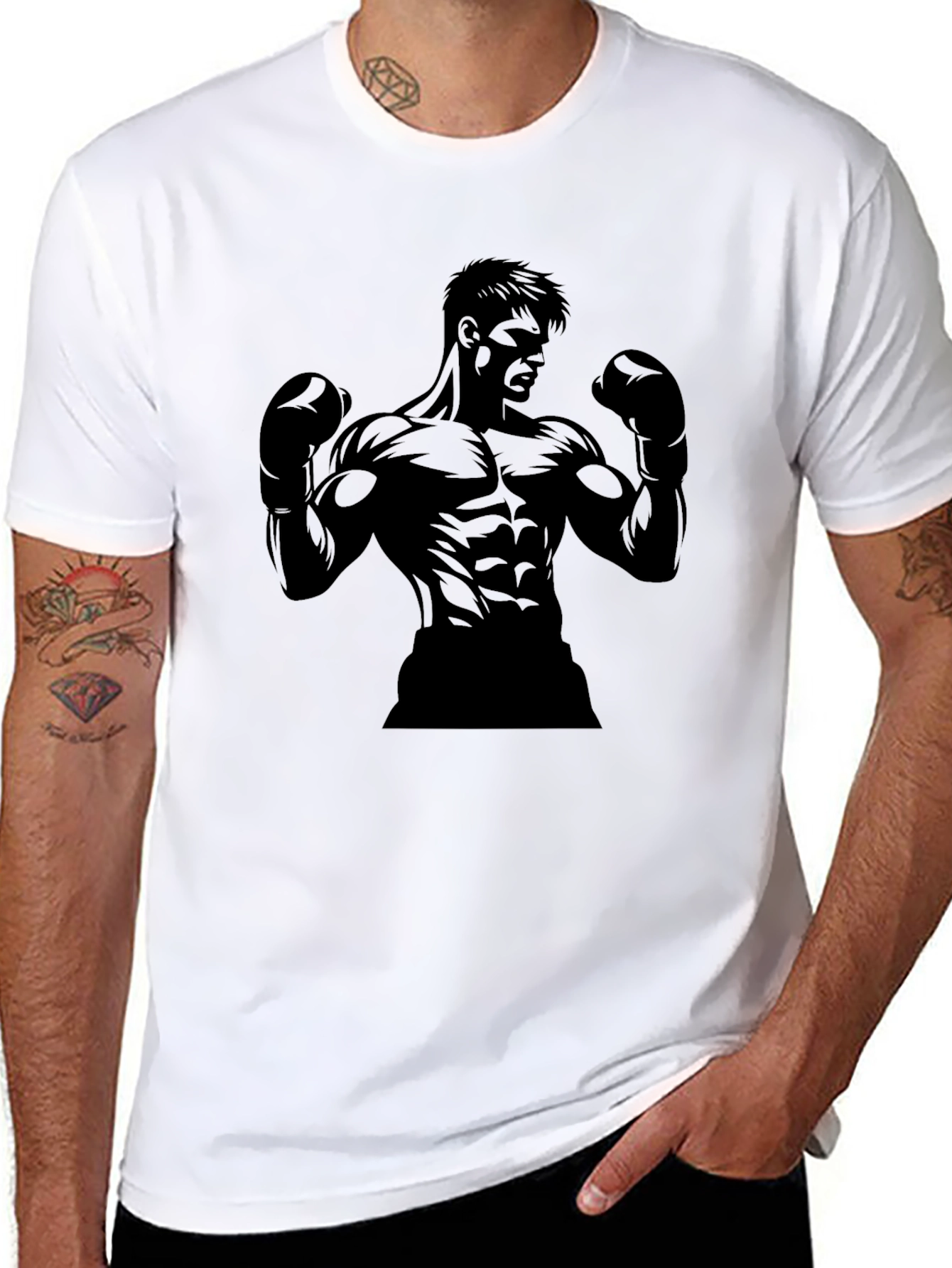 Black Boxer Graphic Tee - Mens Fitness Shirt