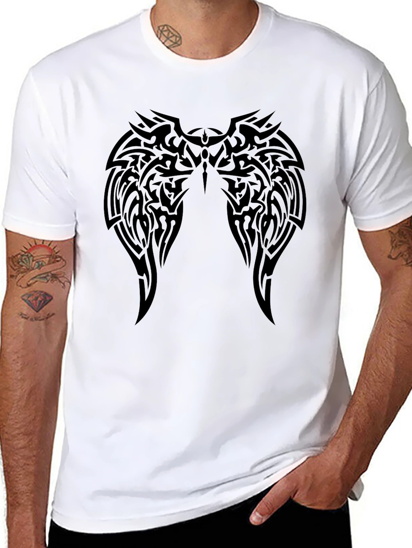 Tribal Wings Black Graphic T-Shirt