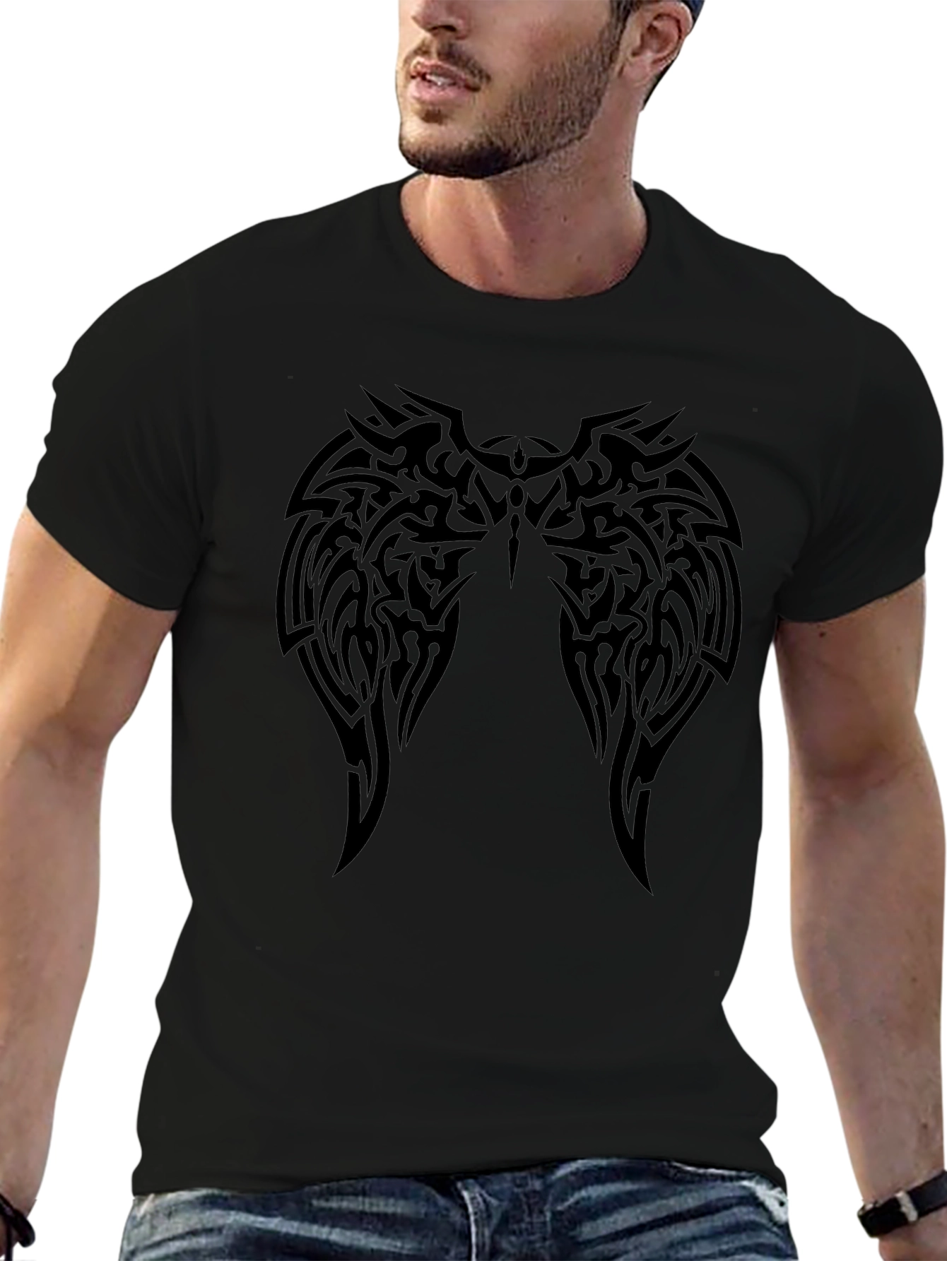 Tribal Wings Black Graphic T-Shirt