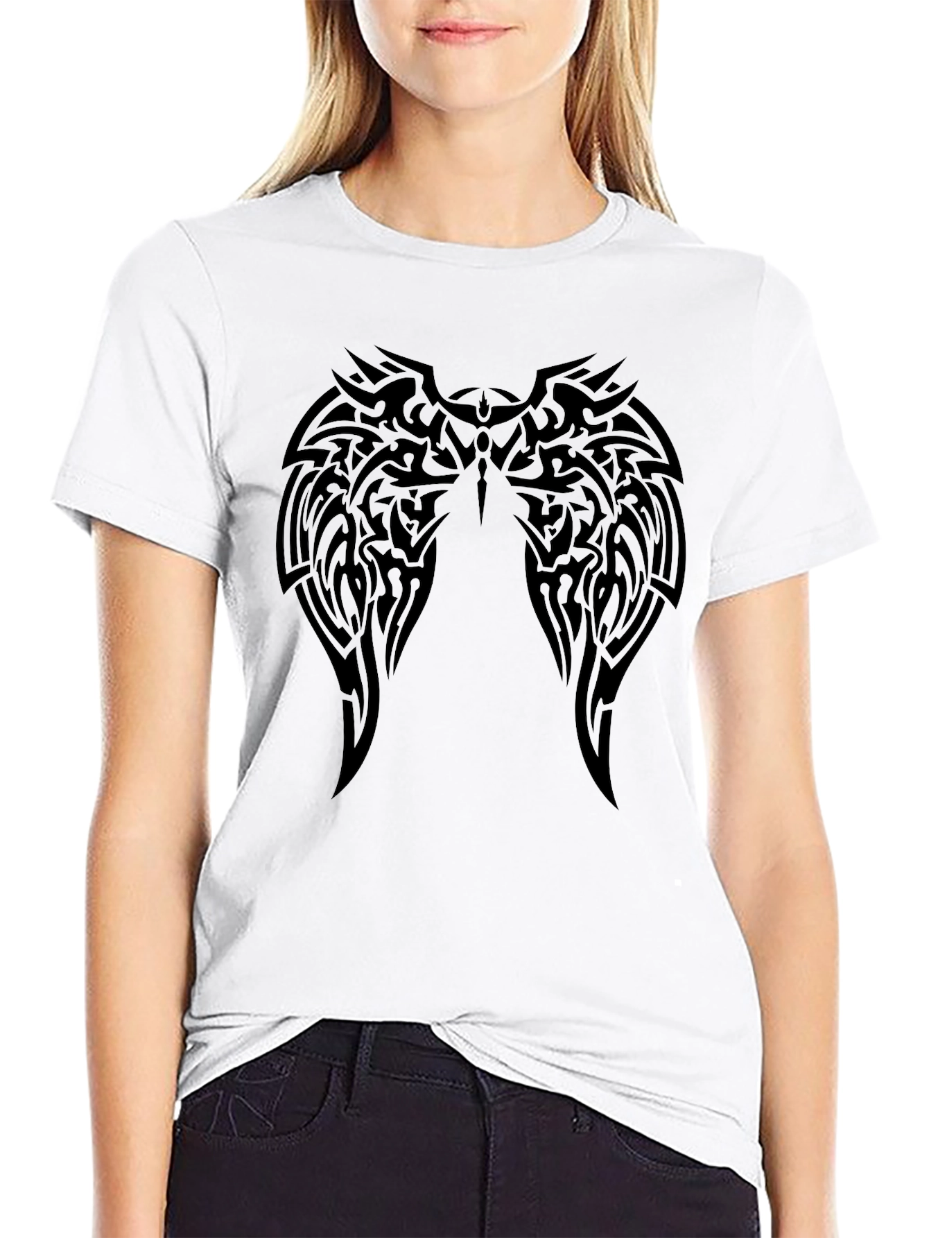 Tribal Wings Black Graphic T-Shirt
