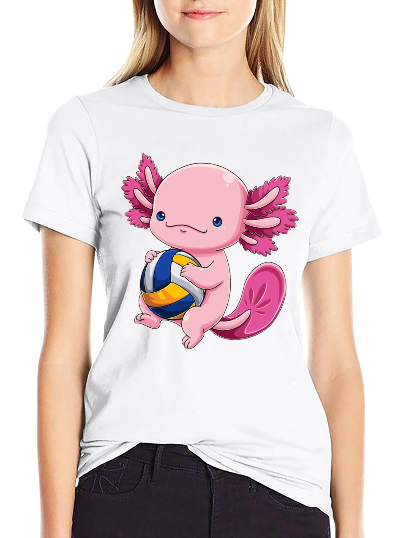 Axolotl Volleyball T-Shirt - Cute Amphibian Design
