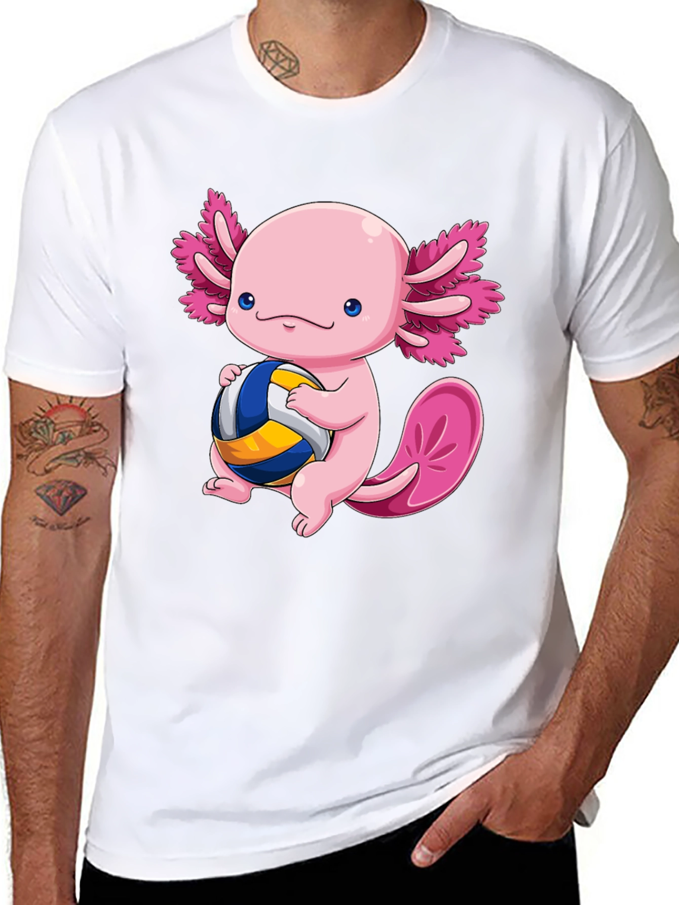 Axolotl Volleyball T-Shirt - Cute Amphibian Design