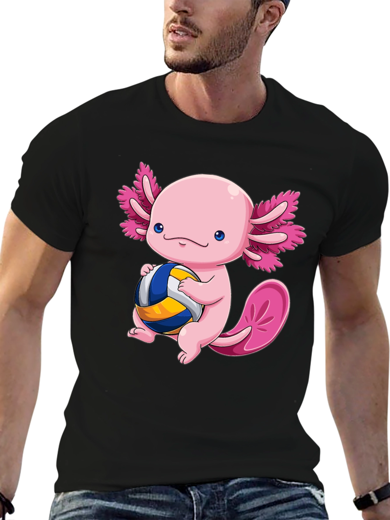 Axolotl Volleyball T-Shirt - Cute Amphibian Design