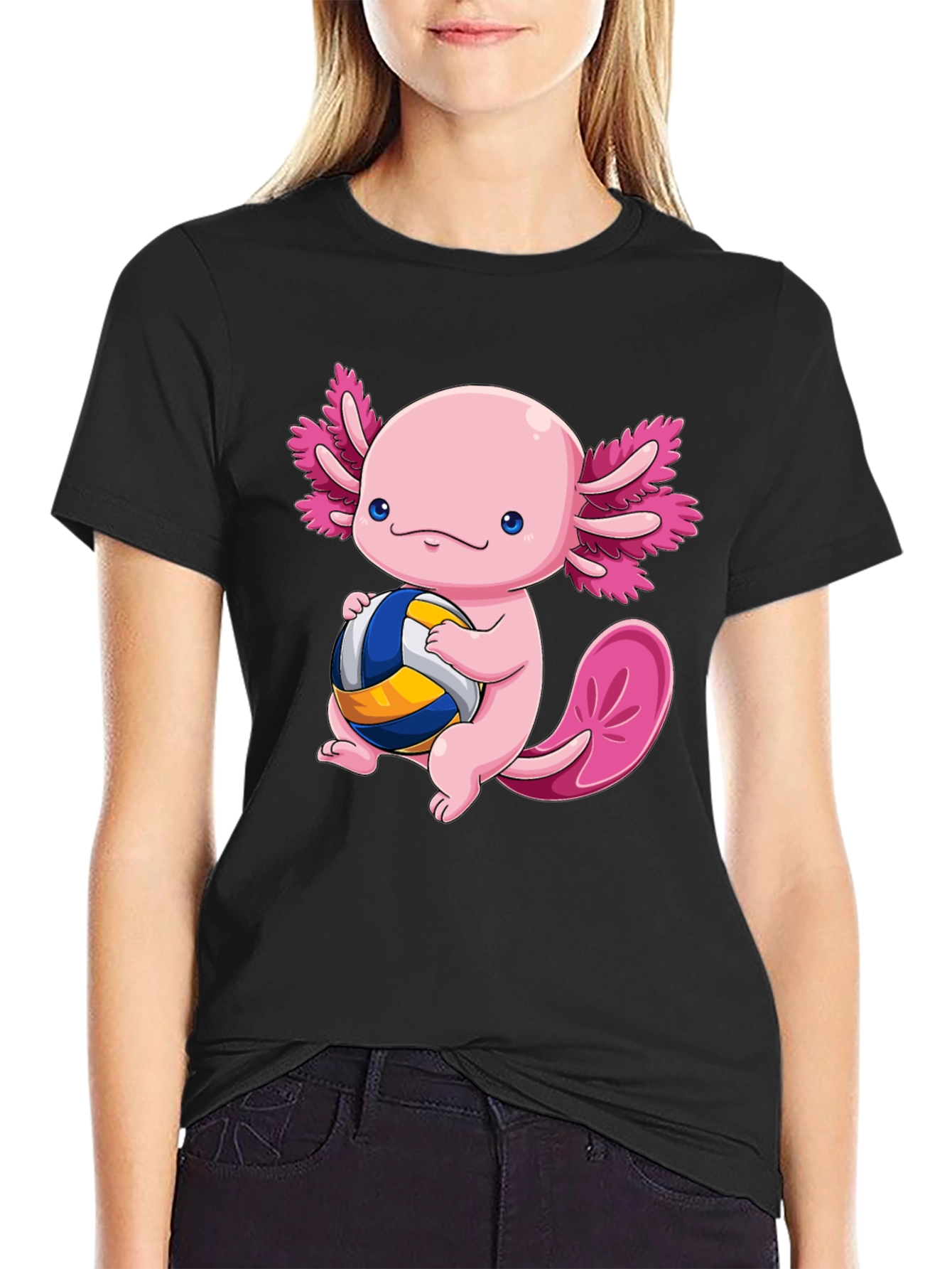 Axolotl Volleyball T-Shirt - Cute Amphibian Design