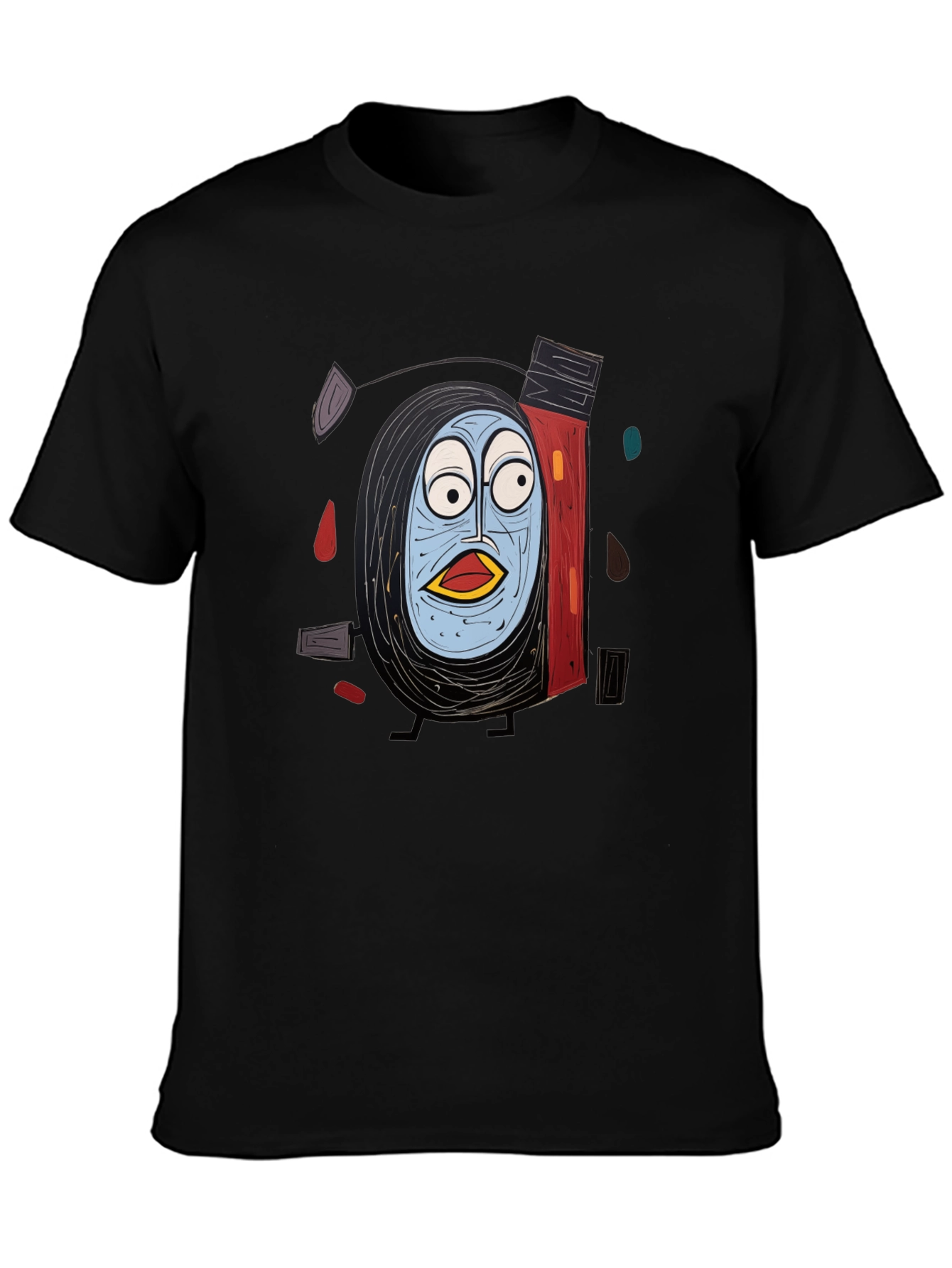Abstract Character Graphic Print Black T-Shirt