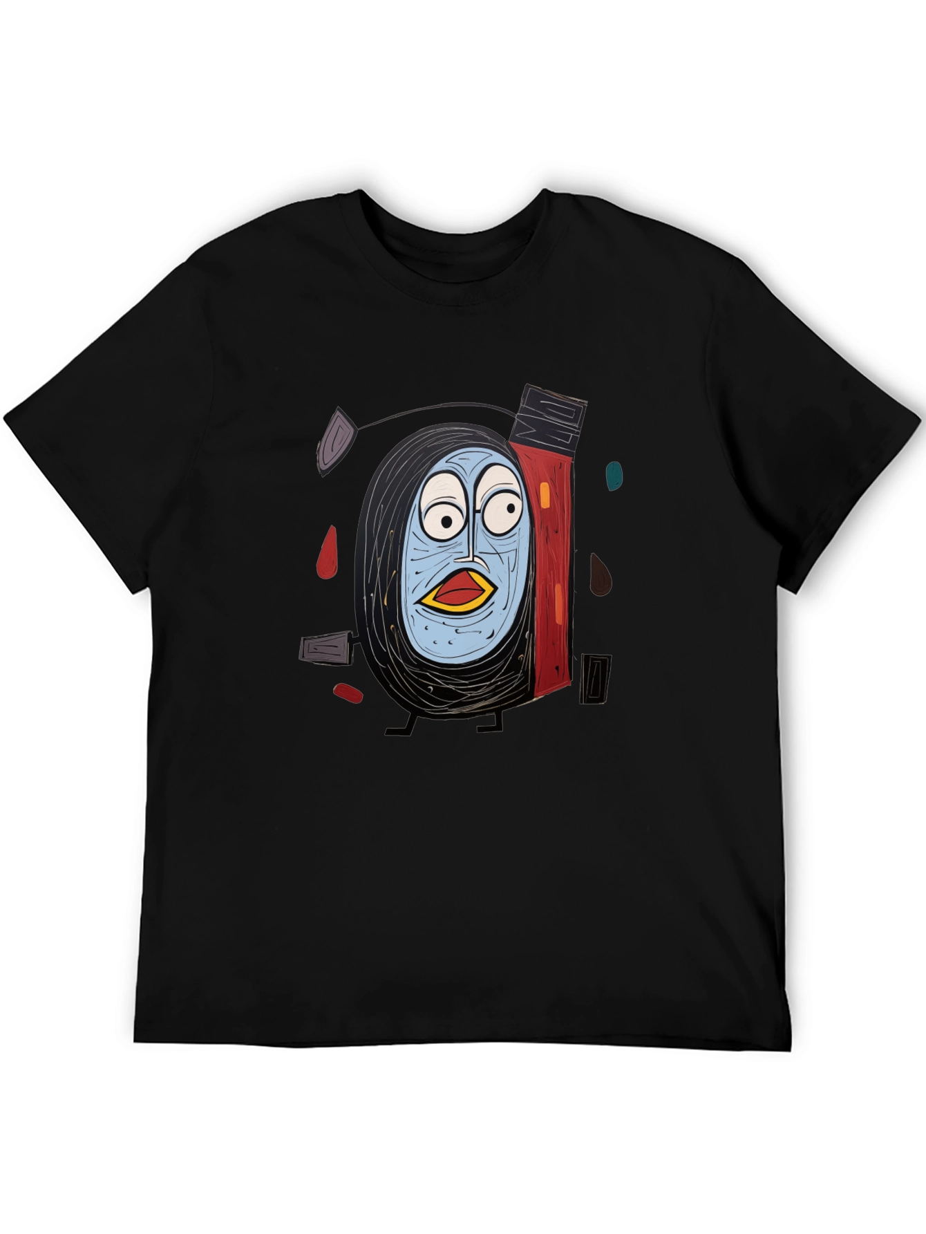 Abstract Character Graphic Print Black T-Shirt
