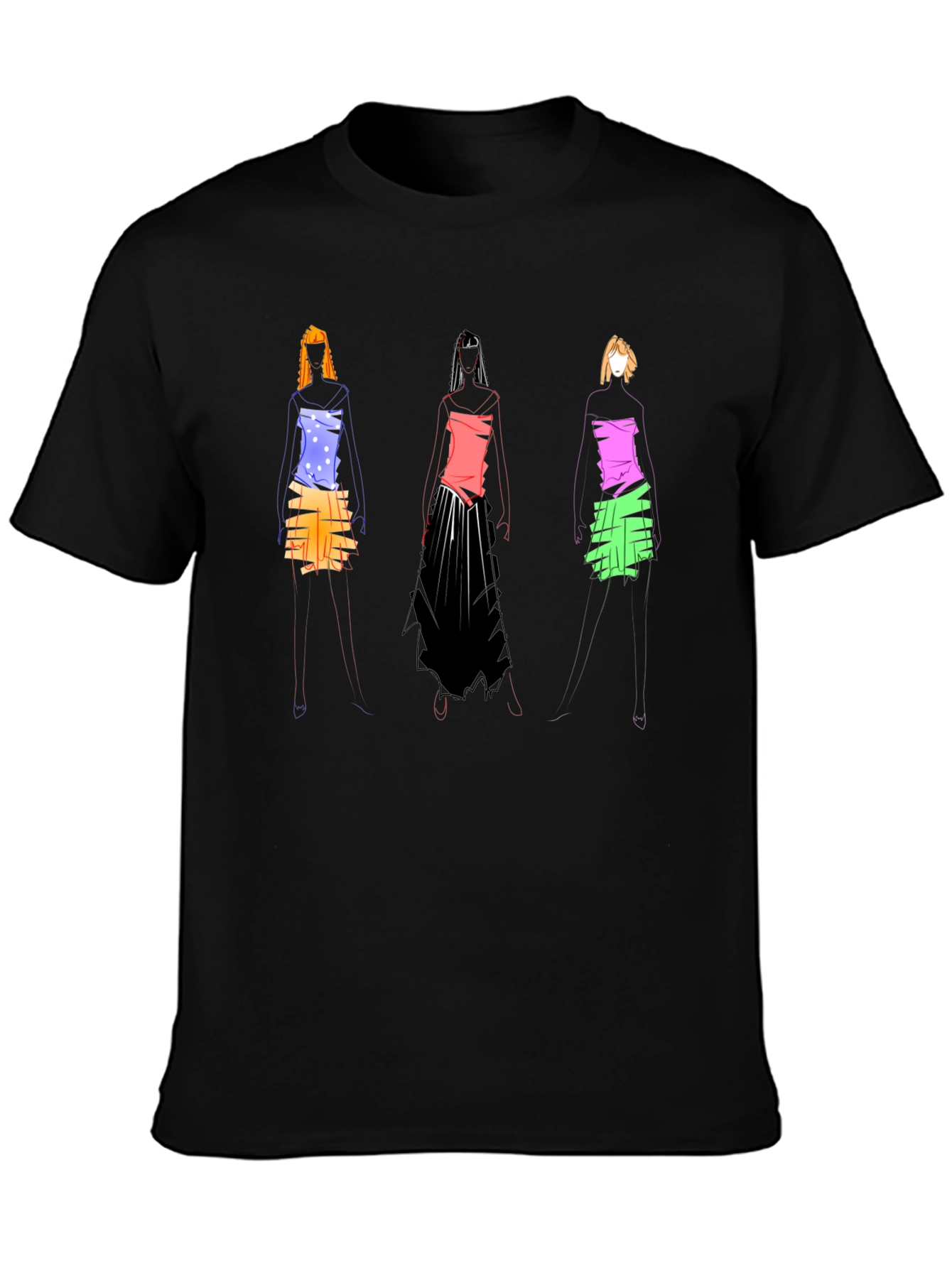Abstract Fashion Sketch Black T-Shirt