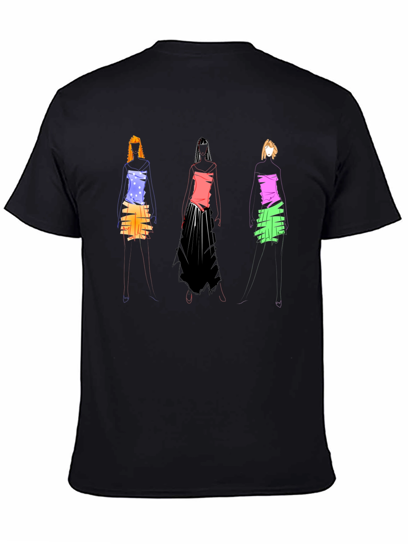 Abstract Fashion Sketch Black T-Shirt