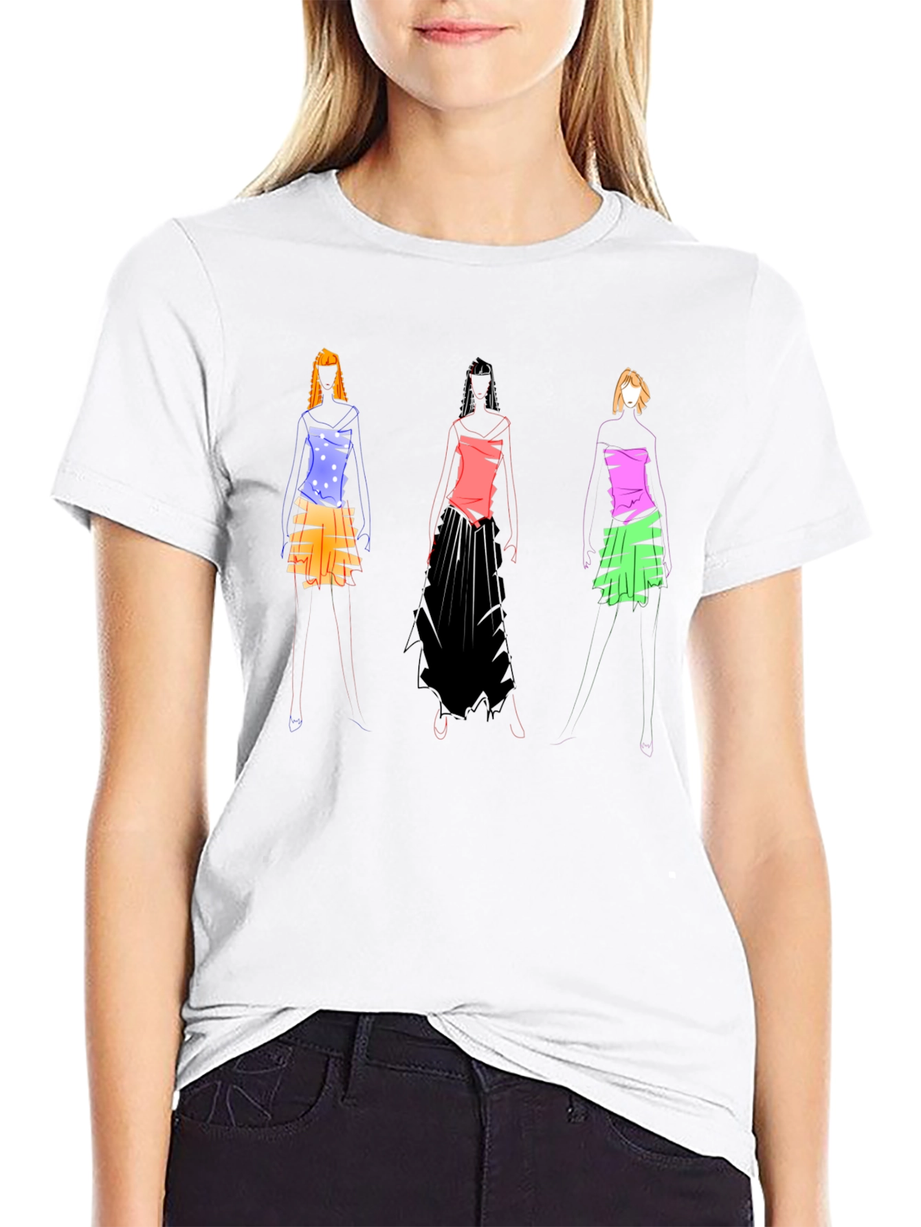 Abstract Fashion Sketch Black T-Shirt