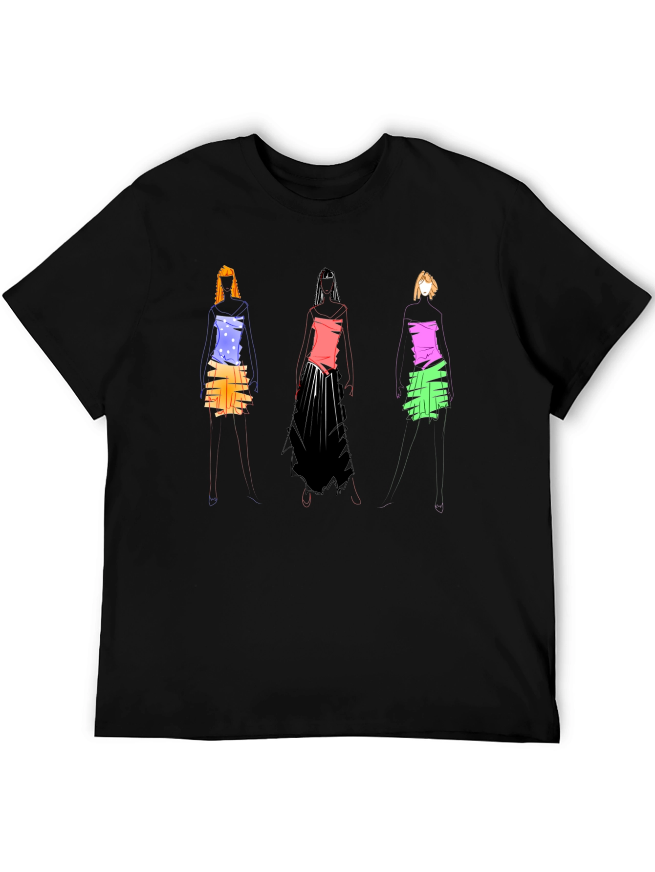 Abstract Fashion Sketch Black T-Shirt