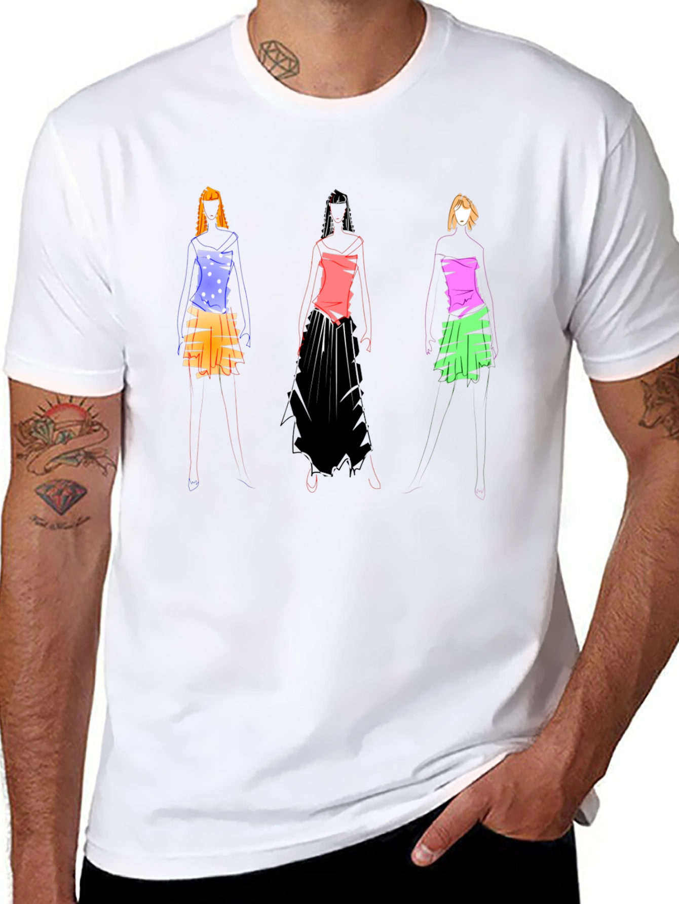 Abstract Fashion Sketch Black T-Shirt
