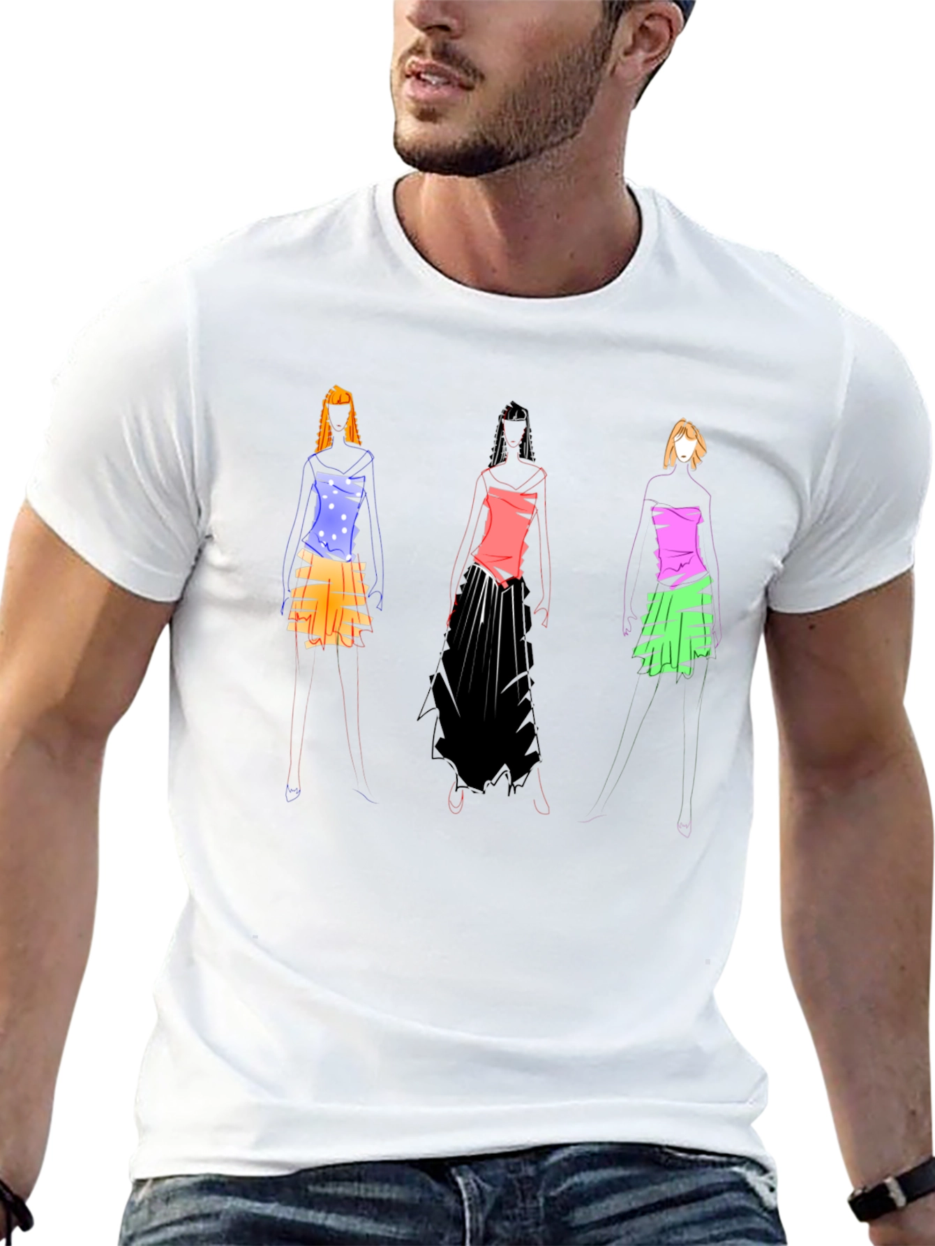 Abstract Fashion Sketch Black T-Shirt