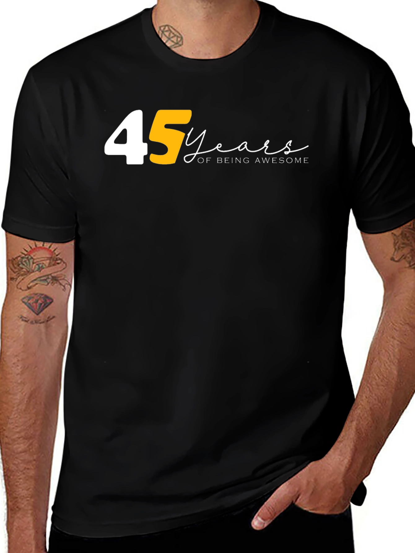 45 Years of Being Awesome Black T-Shirt