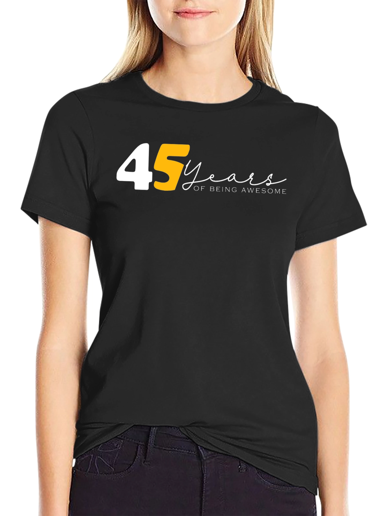 45 Years of Being Awesome Black T-Shirt