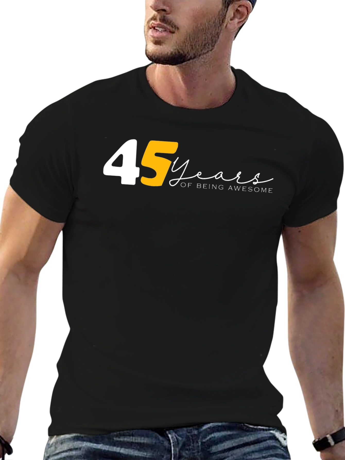 45 Years of Being Awesome Black T-Shirt