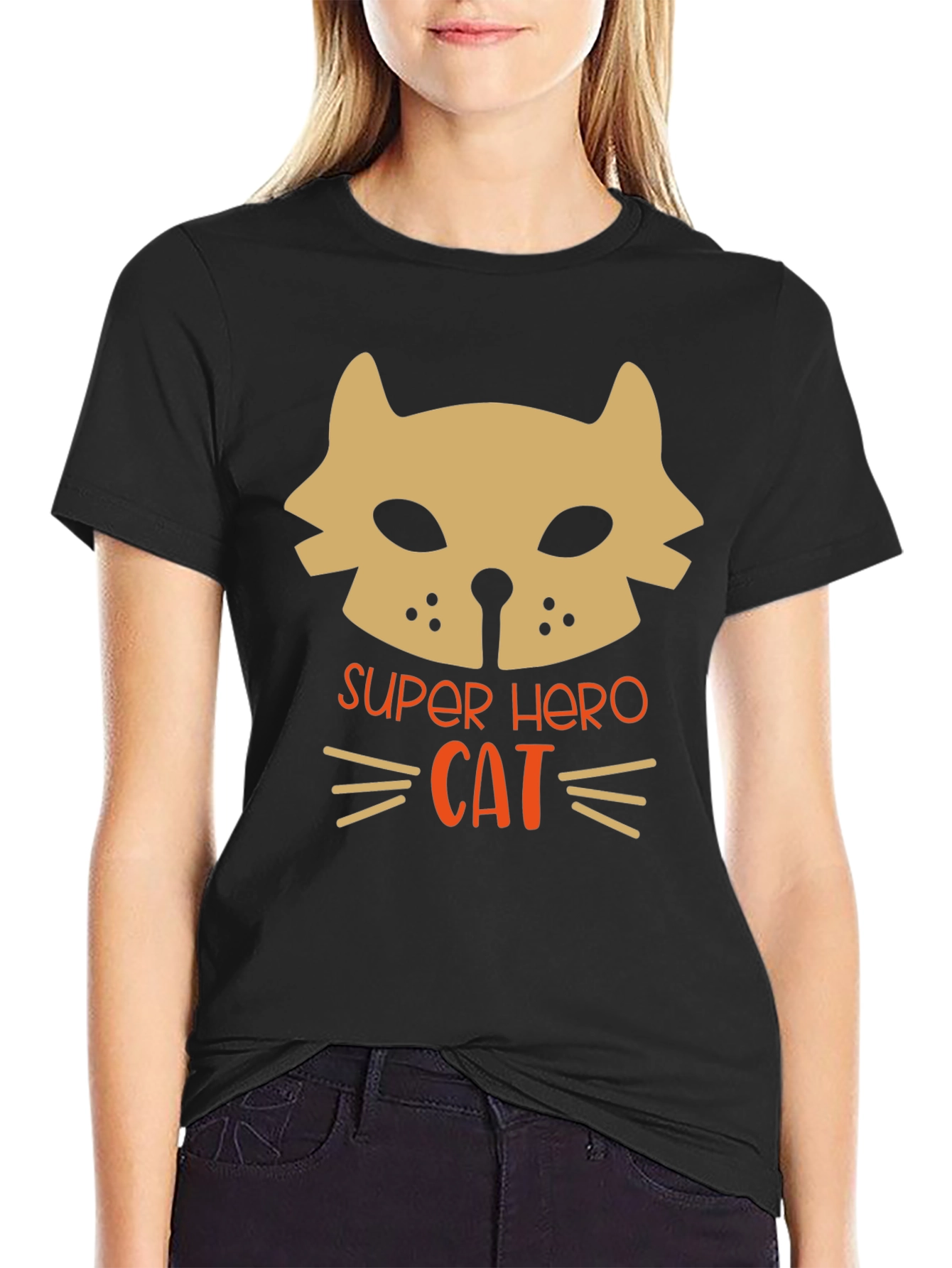 Super Hero Cat Graphic T-Shirt