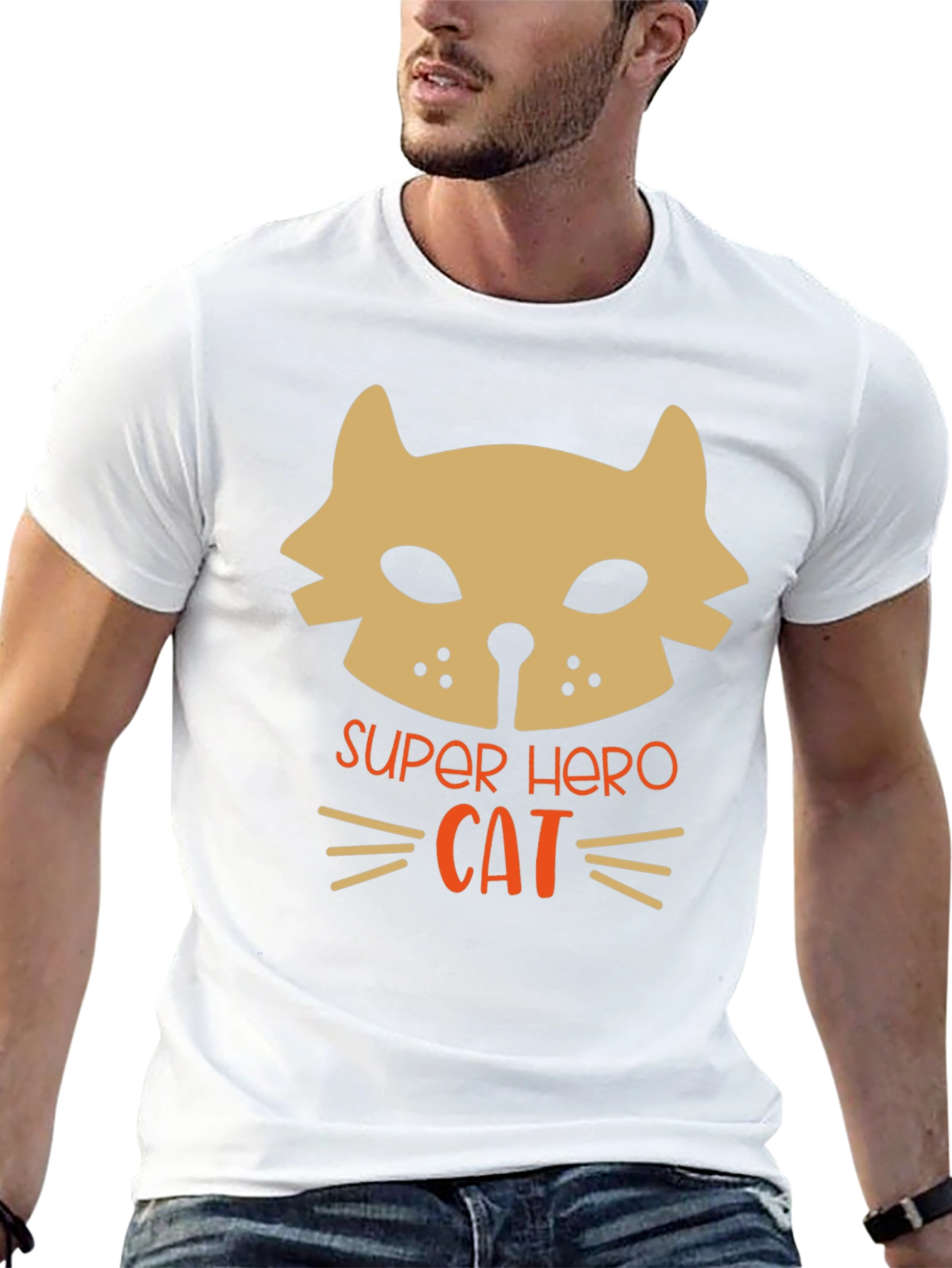 Super Hero Cat Graphic T-Shirt