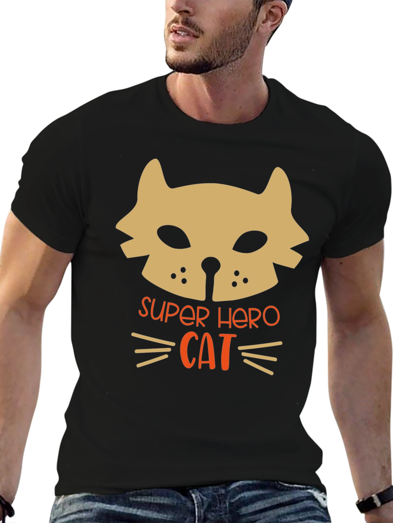 Super Hero Cat Graphic T-Shirt