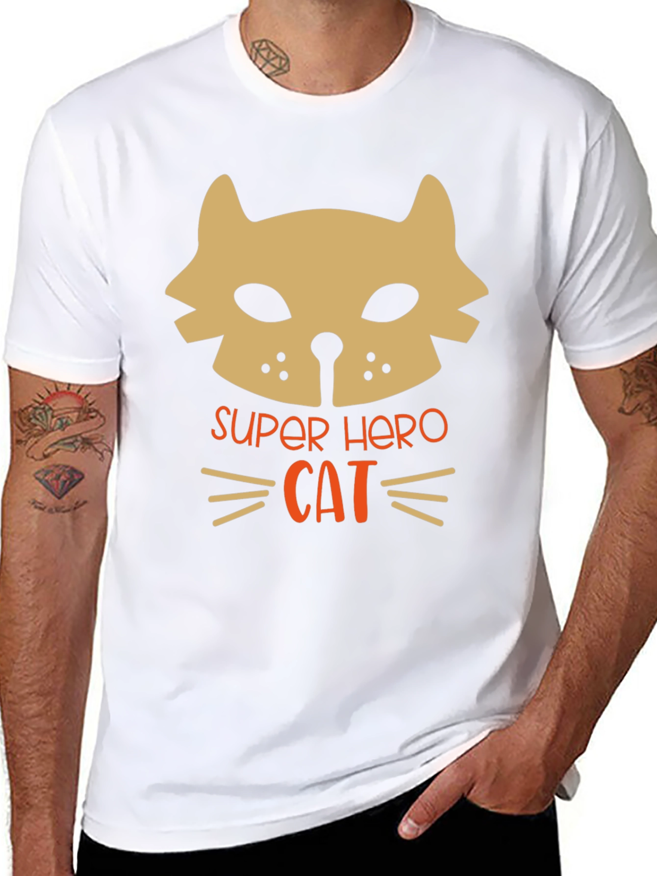 Super Hero Cat Graphic T-Shirt