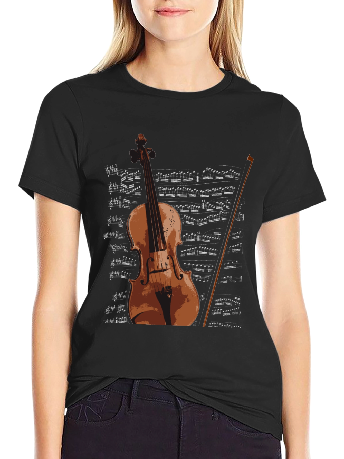 Violin & Sheet Music Graphic T-Shirt