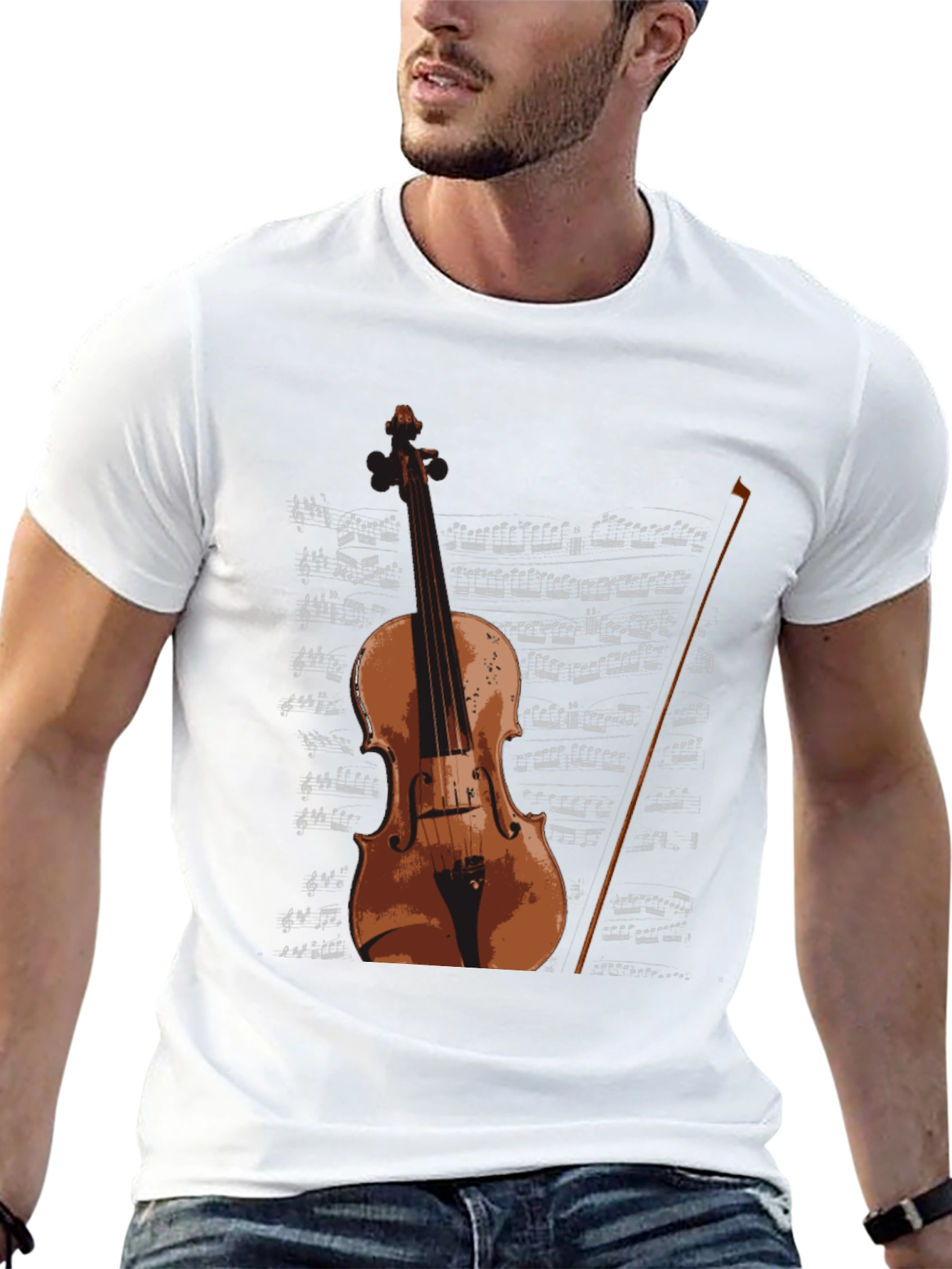 Violin & Sheet Music Graphic T-Shirt