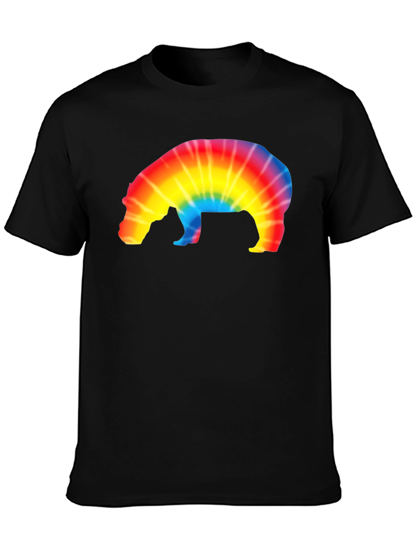 Tie-Dye Hippo Graphic Tee - Black Unisex T-Shirt