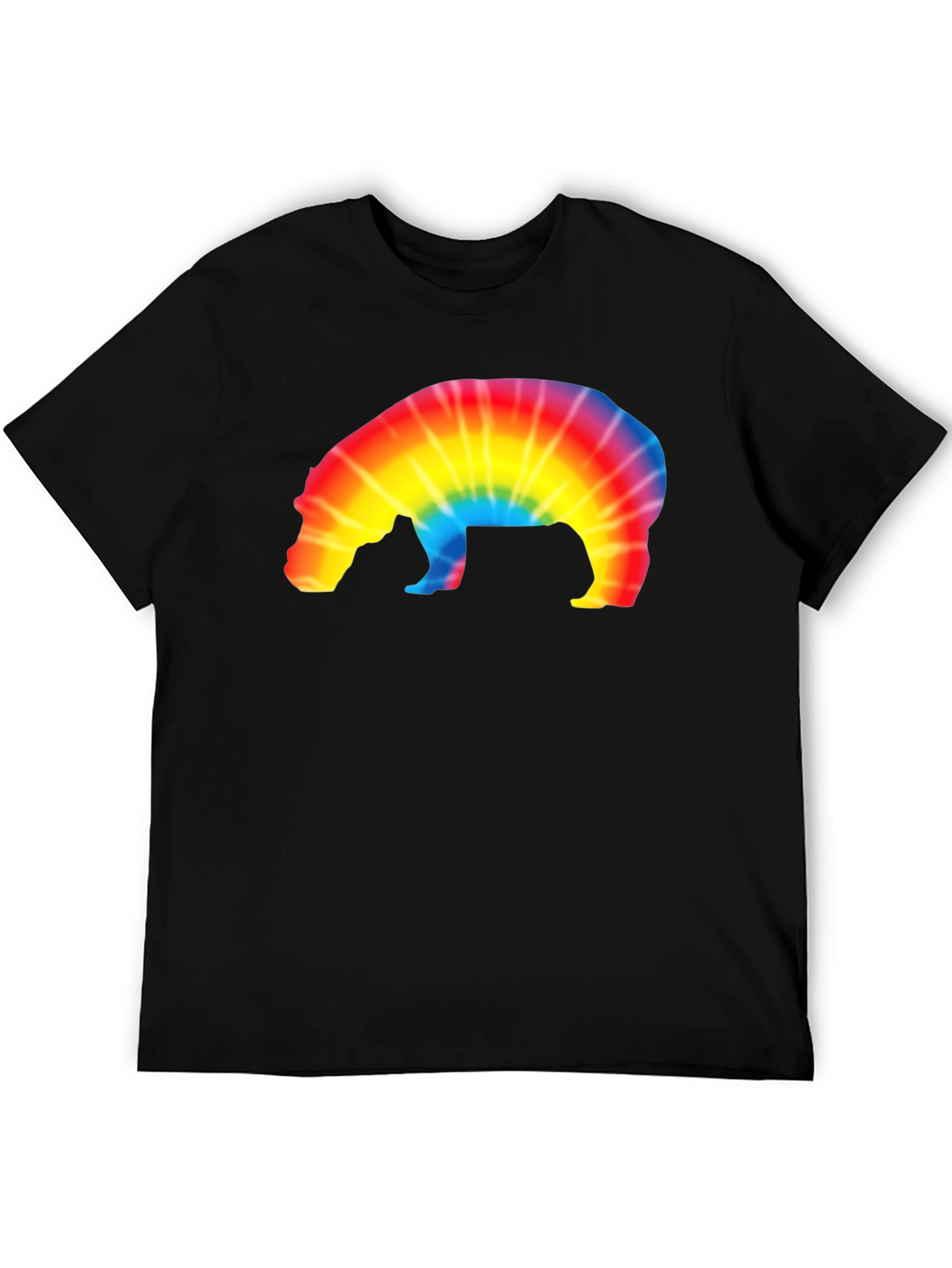 Tie-Dye Hippo Graphic Tee - Black Unisex T-Shirt