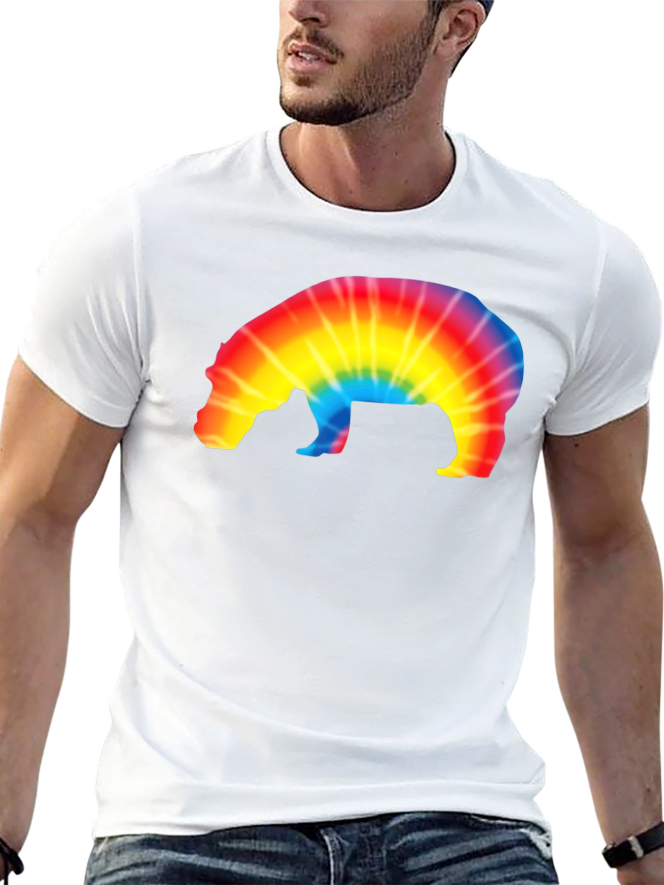 Tie-Dye Hippo Graphic Tee - Black Unisex T-Shirt