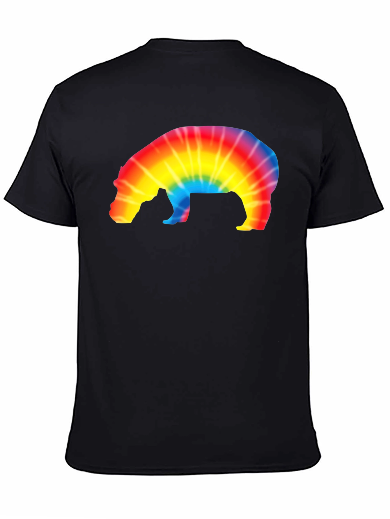 Tie-Dye Hippo Graphic Tee - Black Unisex T-Shirt
