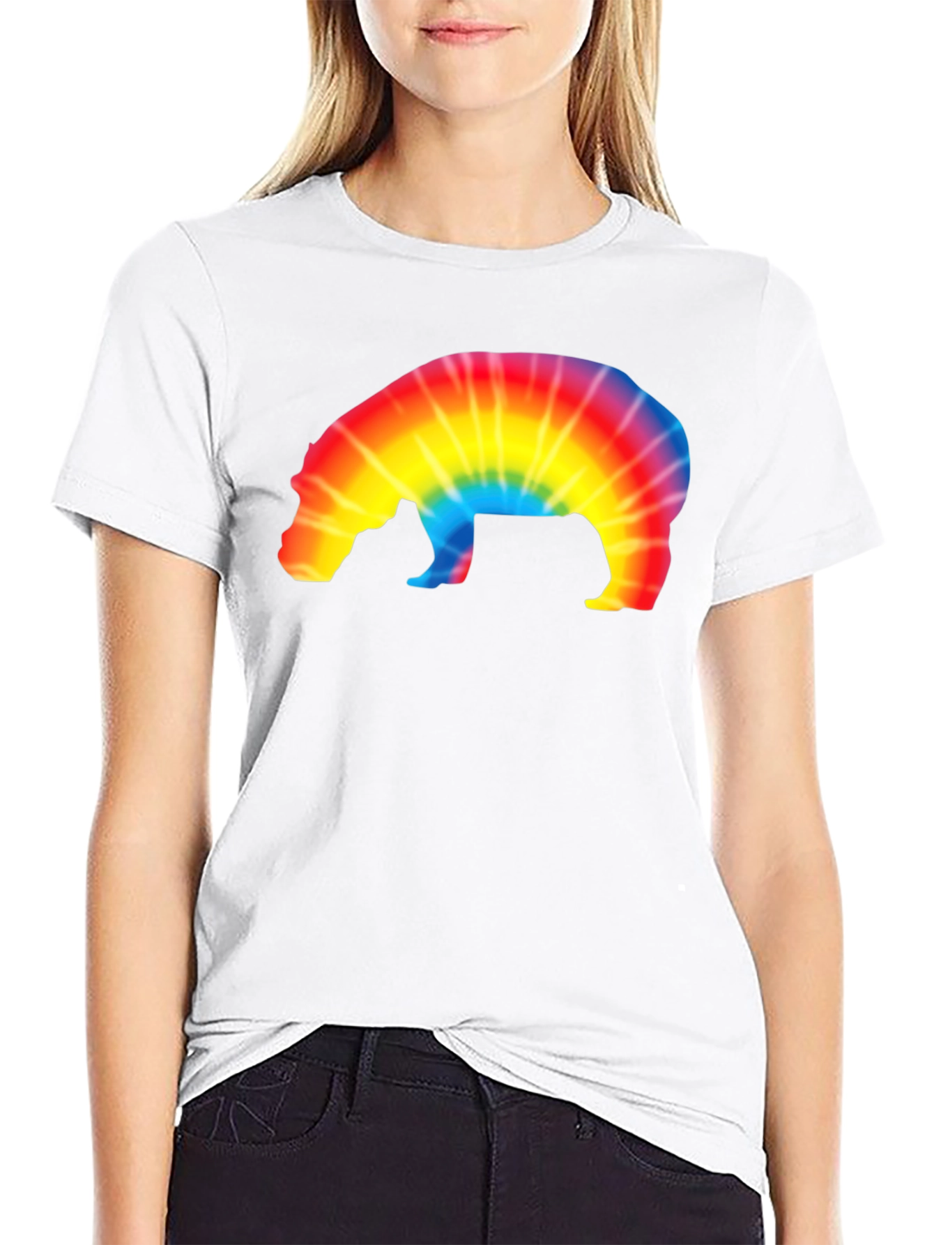 Tie-Dye Hippo Graphic Tee - Black Unisex T-Shirt