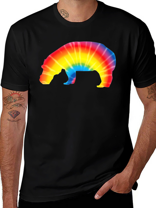 Tie-Dye Hippo Graphic Tee - Black Unisex T-Shirt