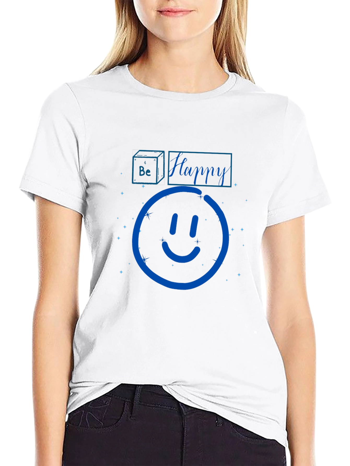 Be Happy Graphic Print Black T-Shirt