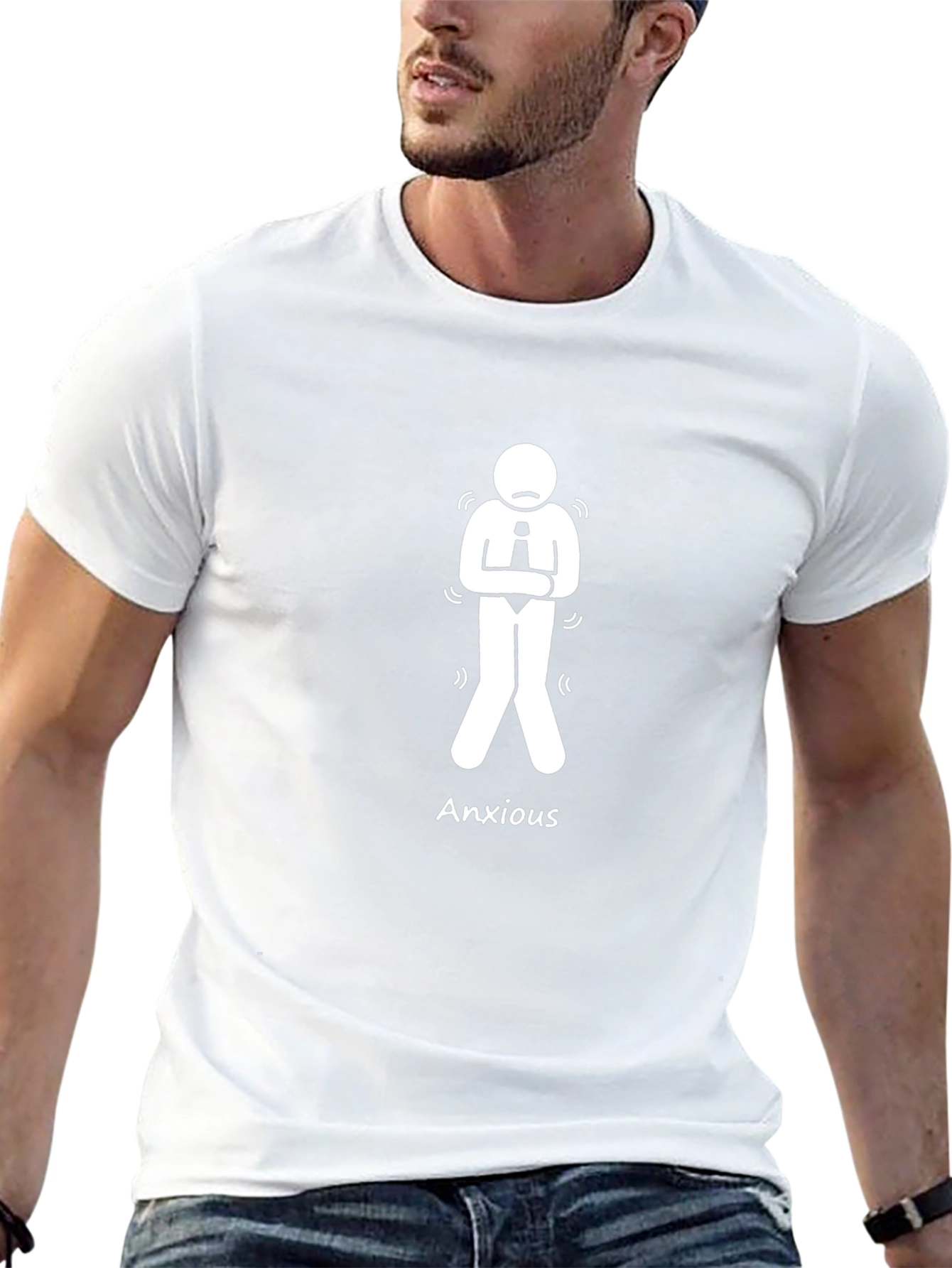 Anxious Man Graphic Tee - Black Cotton T-Shirt