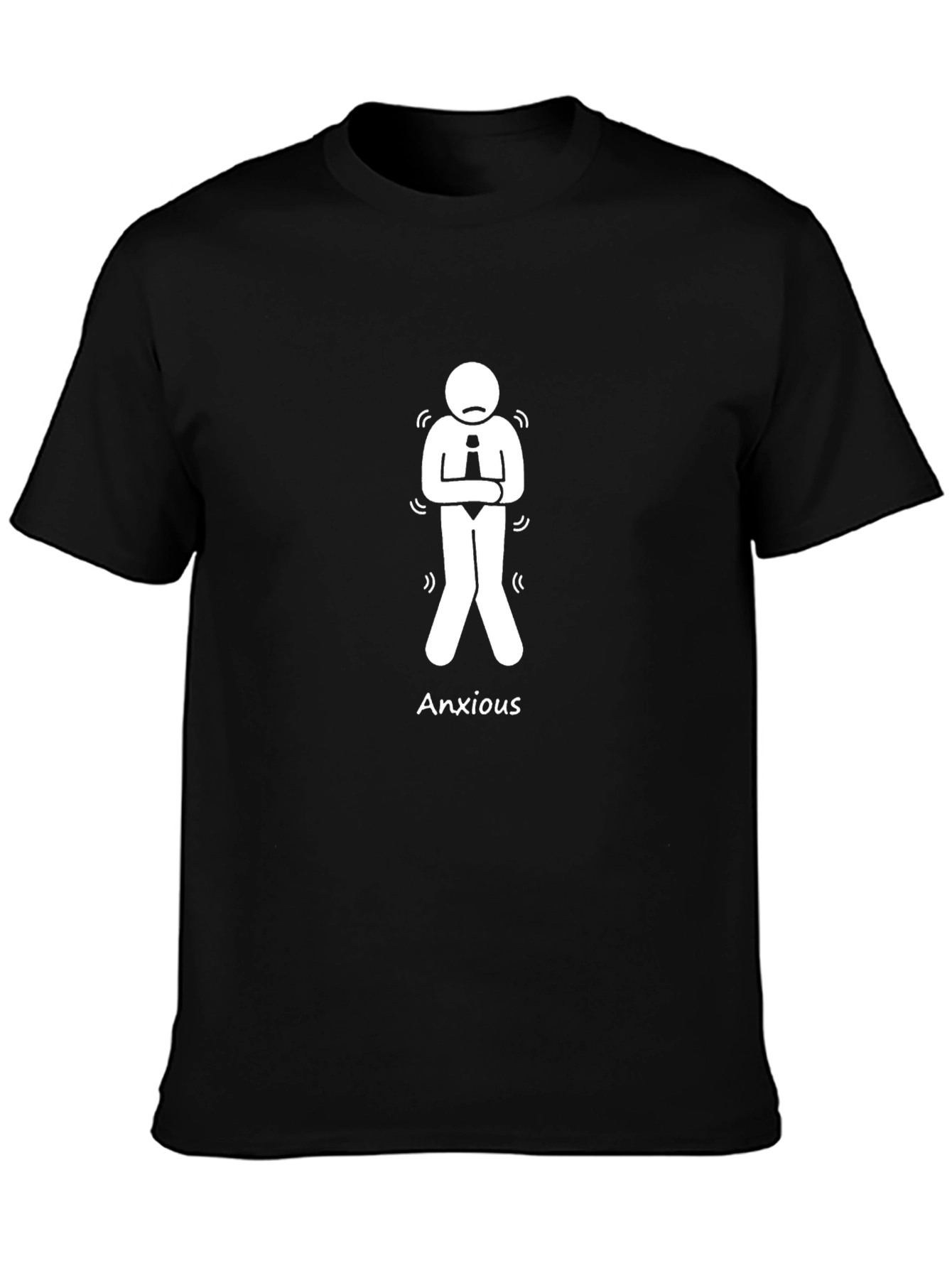 Anxious Man Graphic Tee - Black Cotton T-Shirt
