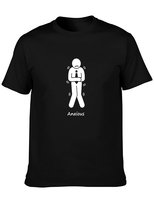 Anxious Man Graphic Tee - Black Cotton T-Shirt