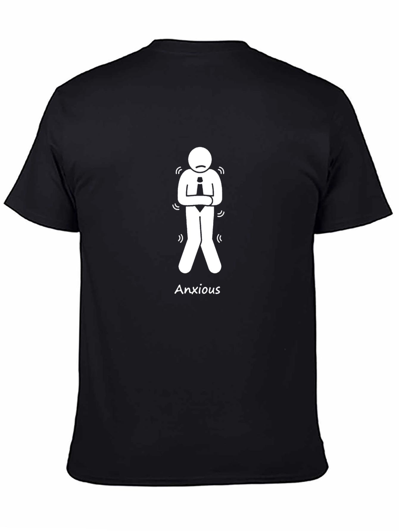 Anxious Man Graphic Tee - Black Cotton T-Shirt