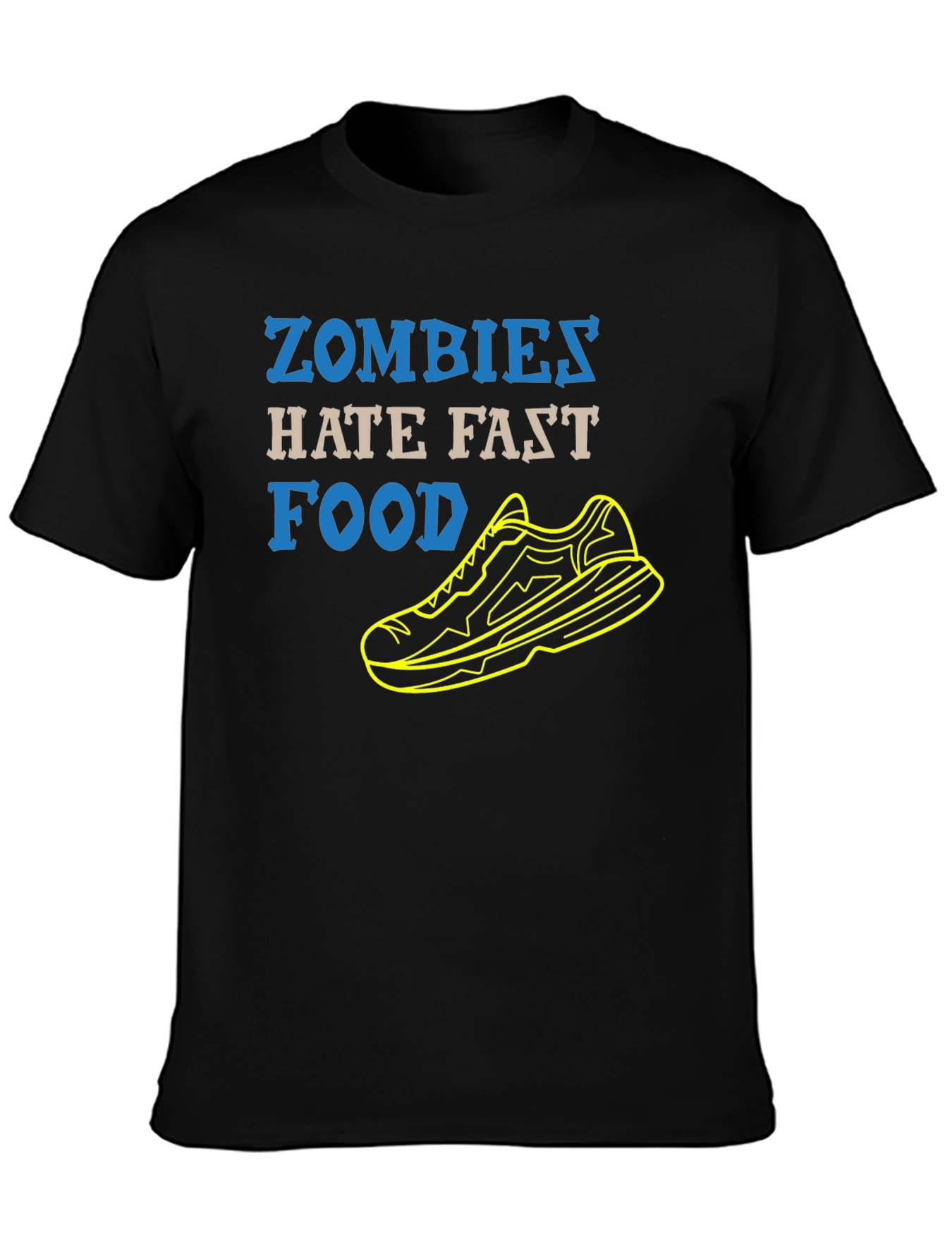 Zombies Hate Fast Food Running Shoe Black T-Shirt