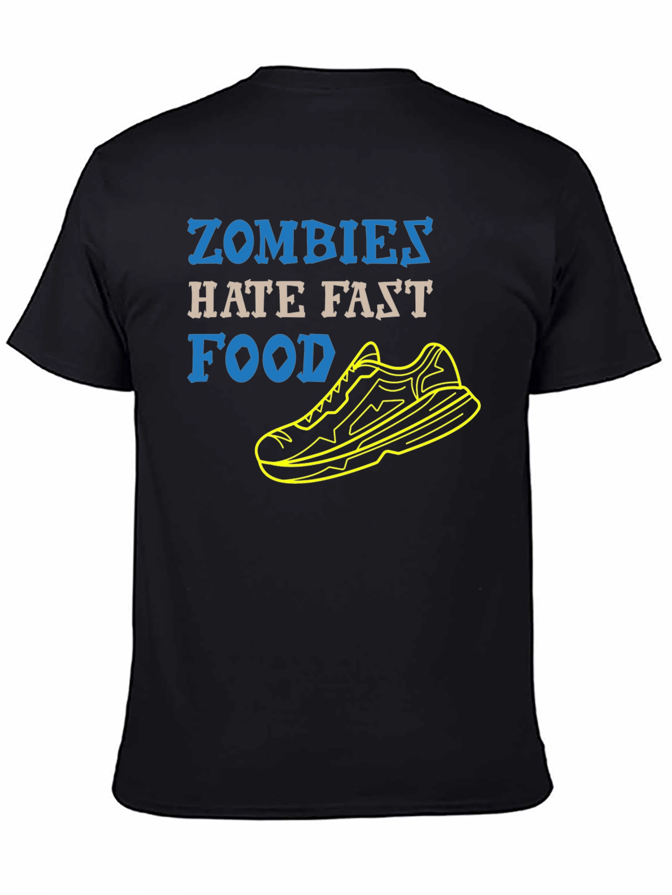 Zombies Hate Fast Food Running Shoe Black T-Shirt