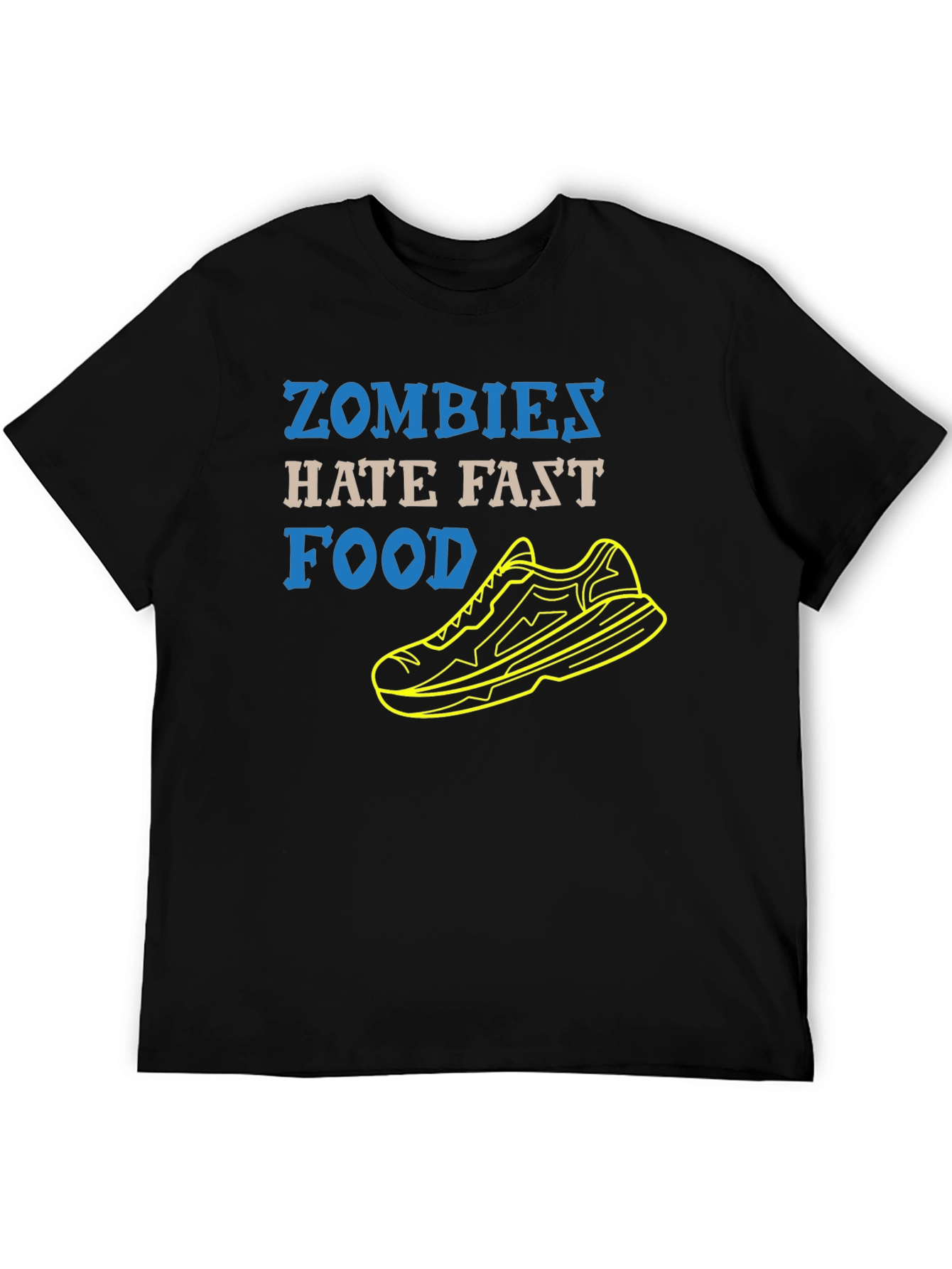 Zombies Hate Fast Food Running Shoe Black T-Shirt
